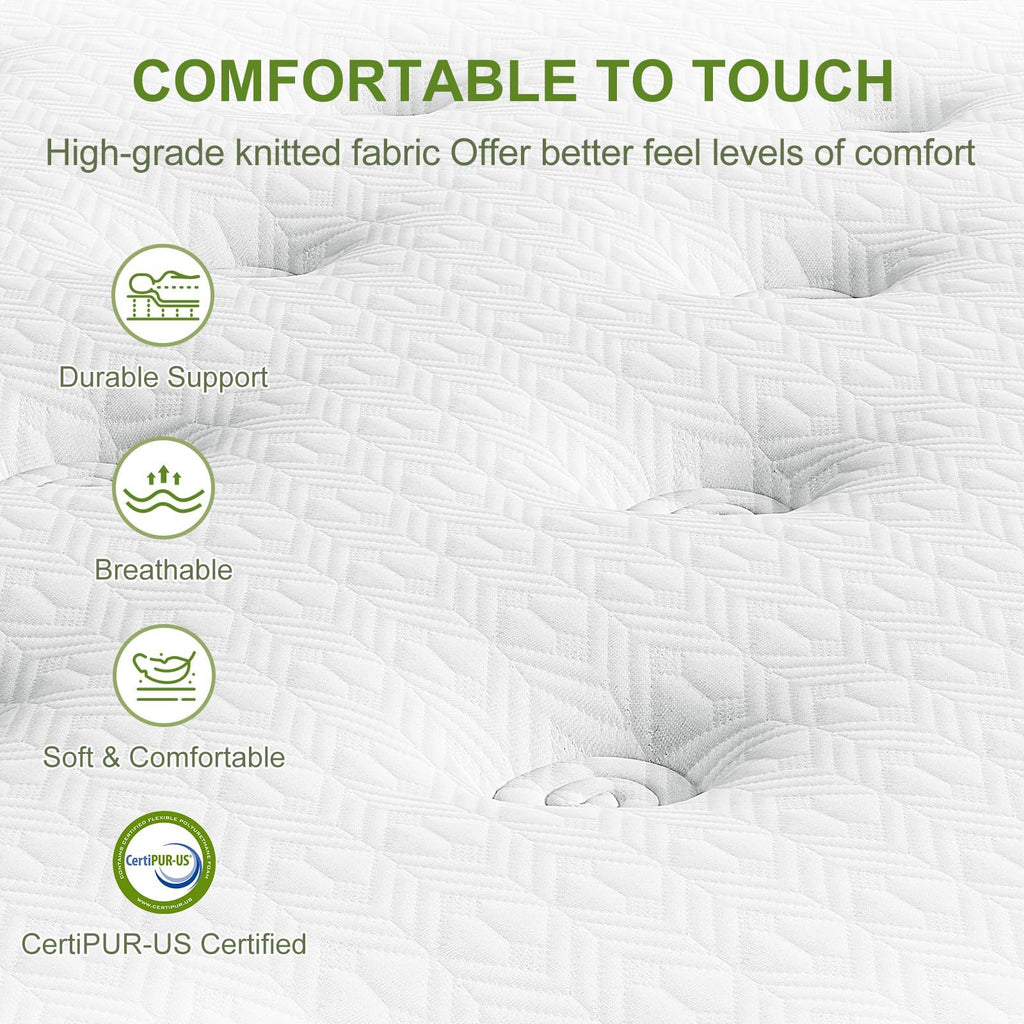 12" Hybrid Mattress With Gel Memory Foam & Pocket Springs