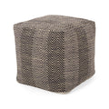 Barracuda - Handcrafted Cotton Pouf With Chevron Pattern - Brown / Beige