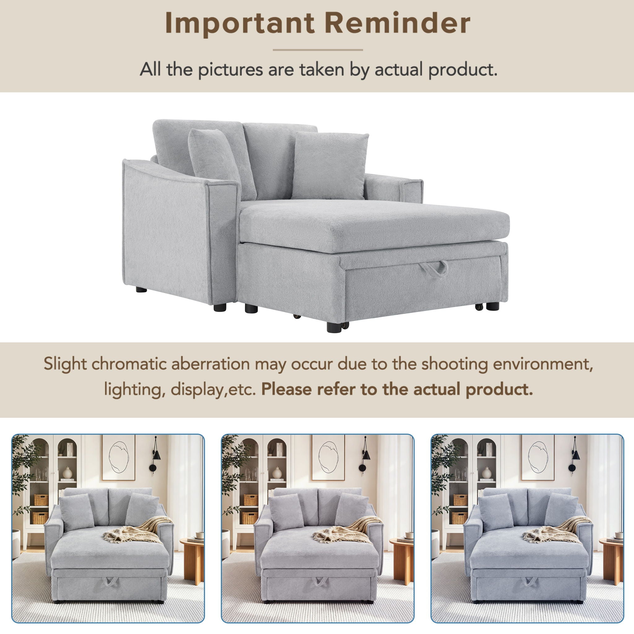 Modern Chaise Sofa With Hidden Storage For Living Room