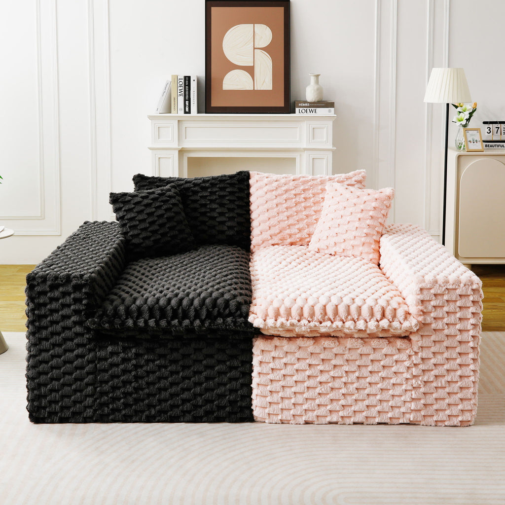Multifunctional Sofa Pink Black, Fits 4 People