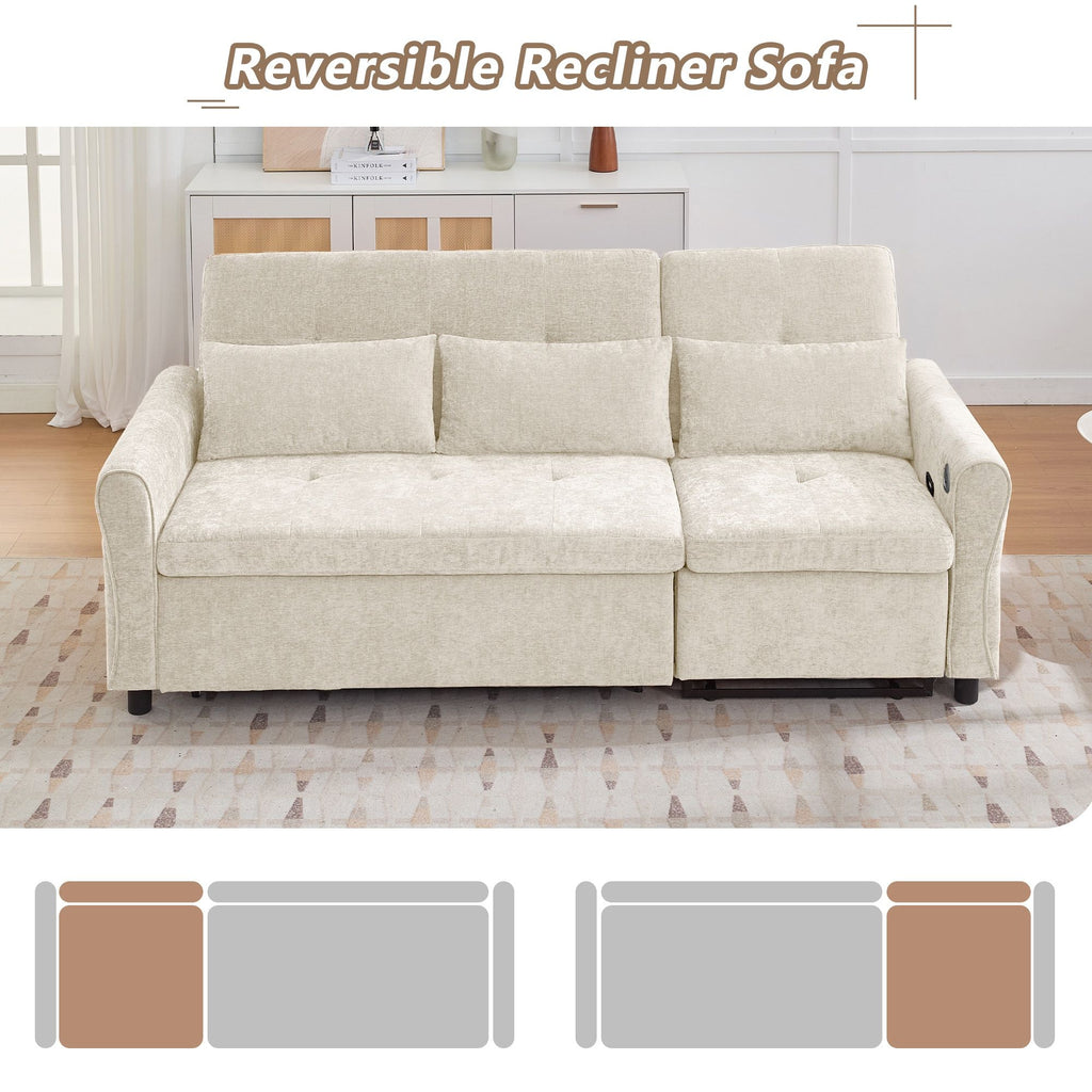 3 Seater Sofa Bed And Reversible Recliner