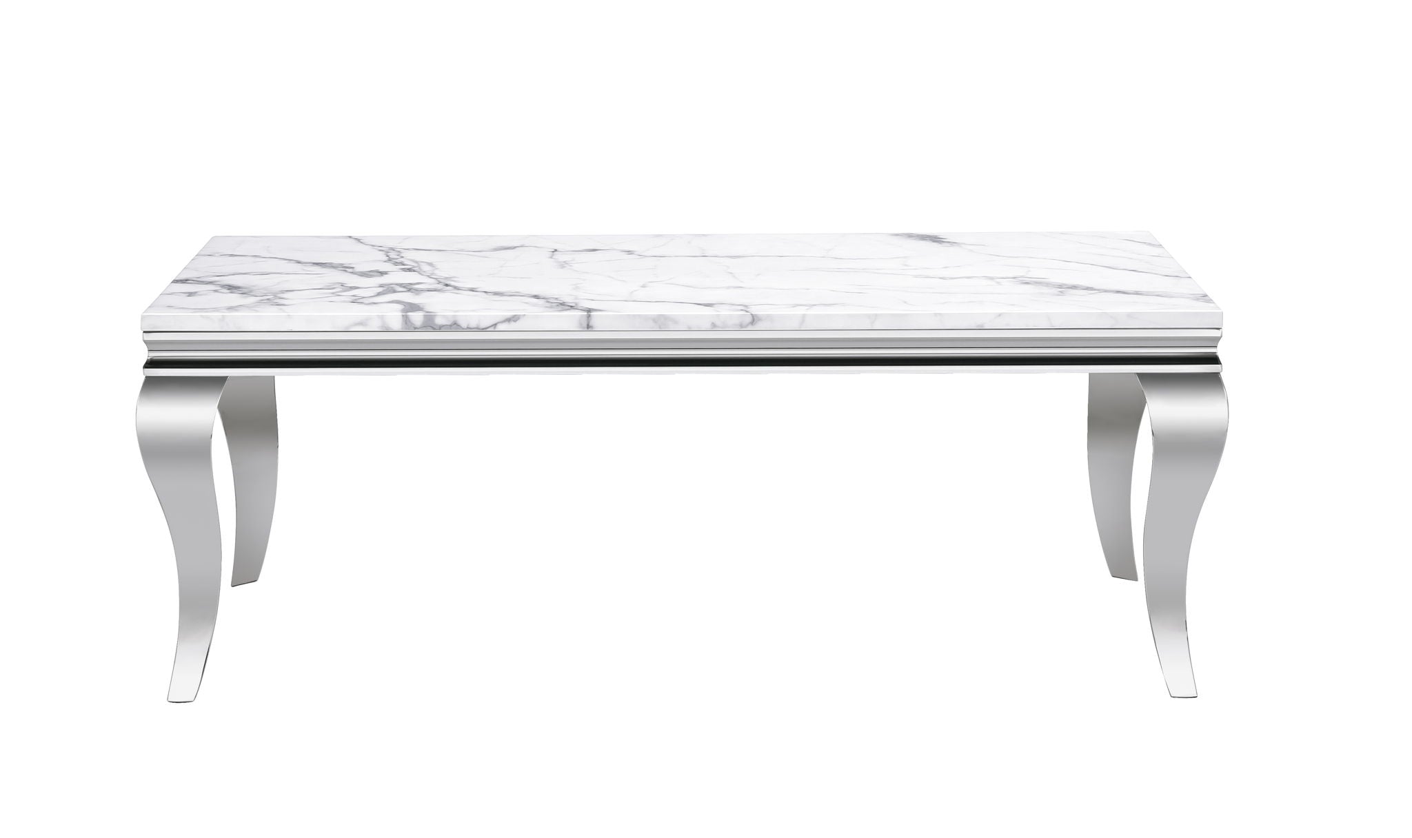 Marble Printed Rectangular Table, Stainless Steel Legs