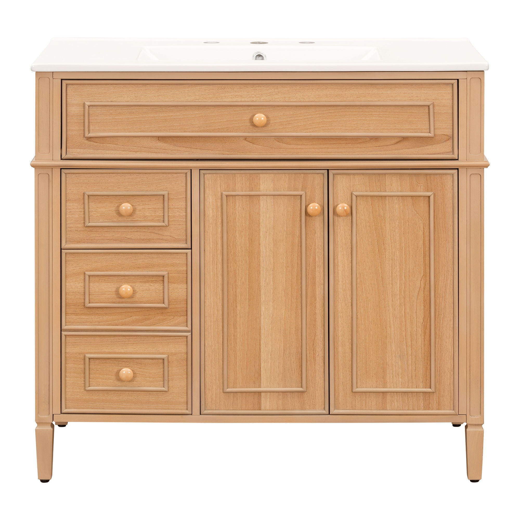 Bathroom Vanity With Sink, 3 Drawers & 2 Doors