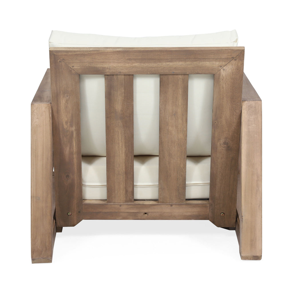 Outdoor Club Chair With Back And Seat Cushion - Brown