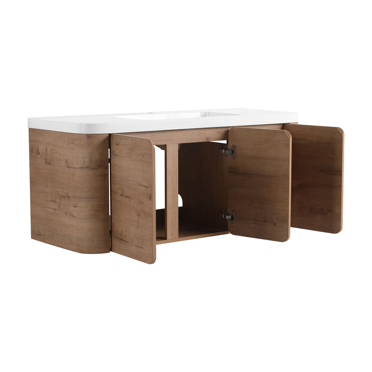 Wall Mounted Bathroom Vanity With Sink, 3 Soft Close Doors