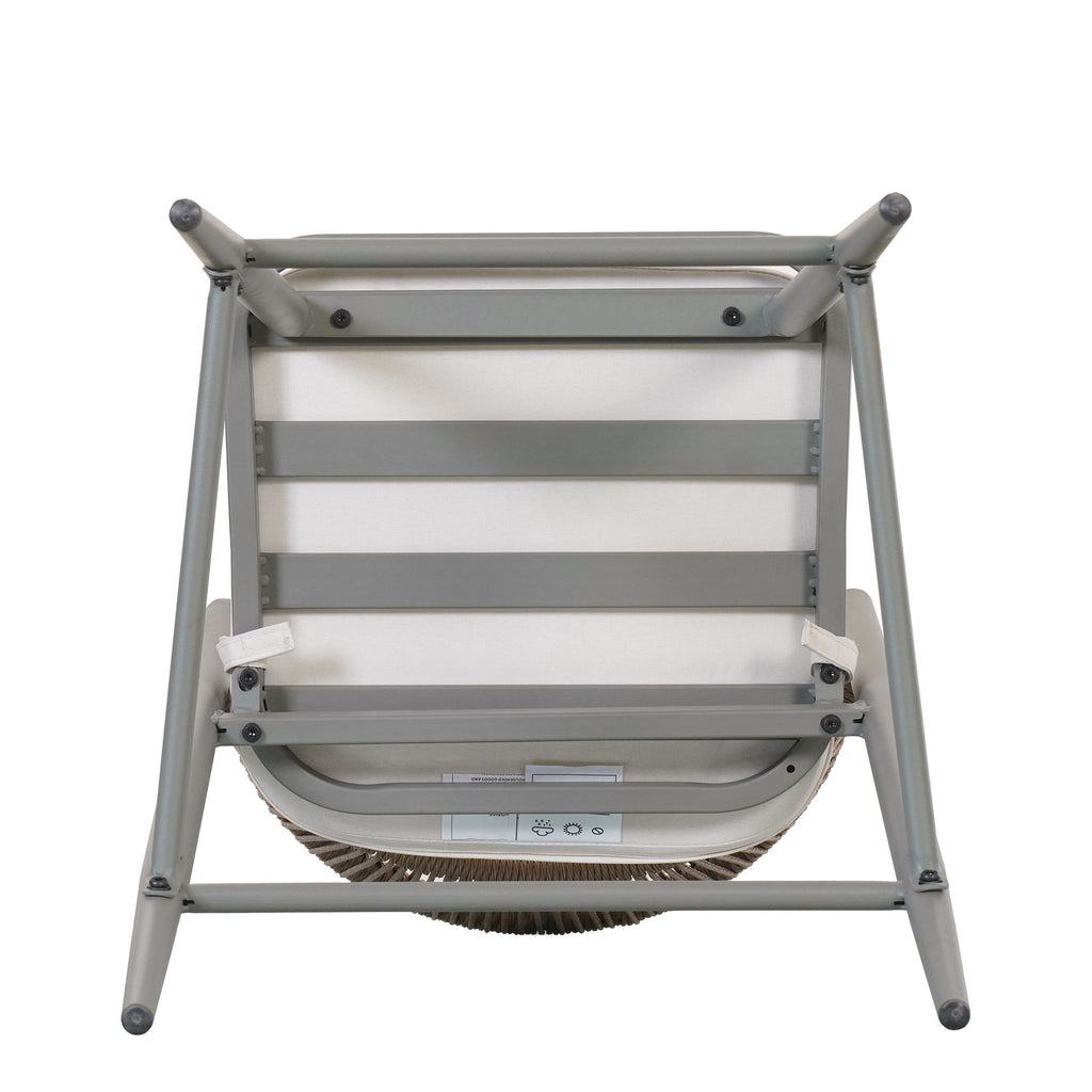 Outdoor Bar Height Metal Frame Counter Stools With Scallop Shaped Backrest & Water Resistant Cushions