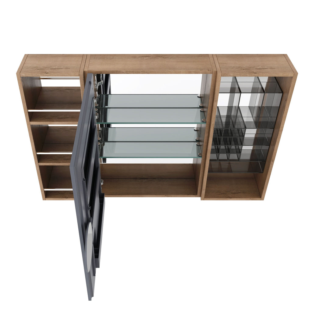Wall Mounted Bathroom Mirror Cabinet With Adjustable Shelves Storage Cabinet - Imitative Oak