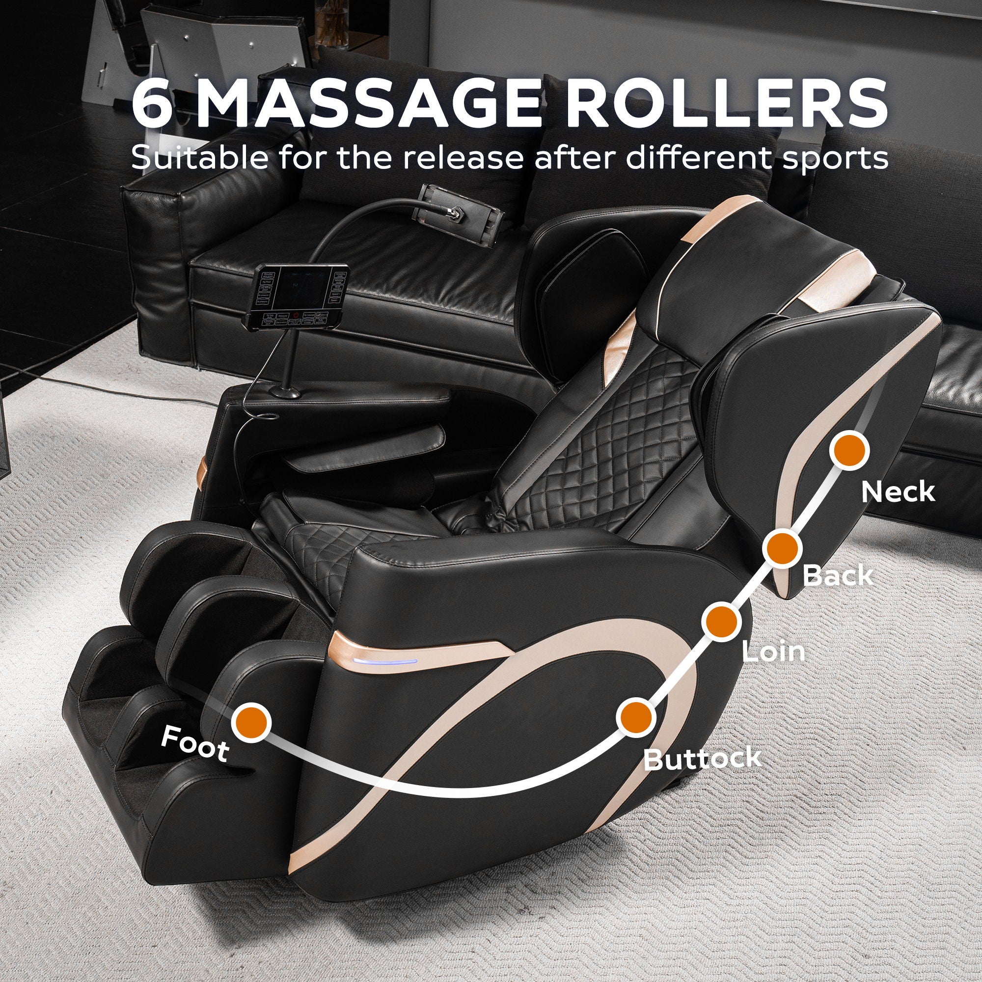 Massage Chair Recliner With Zero Gravity & Full Body Air Pressure - Black