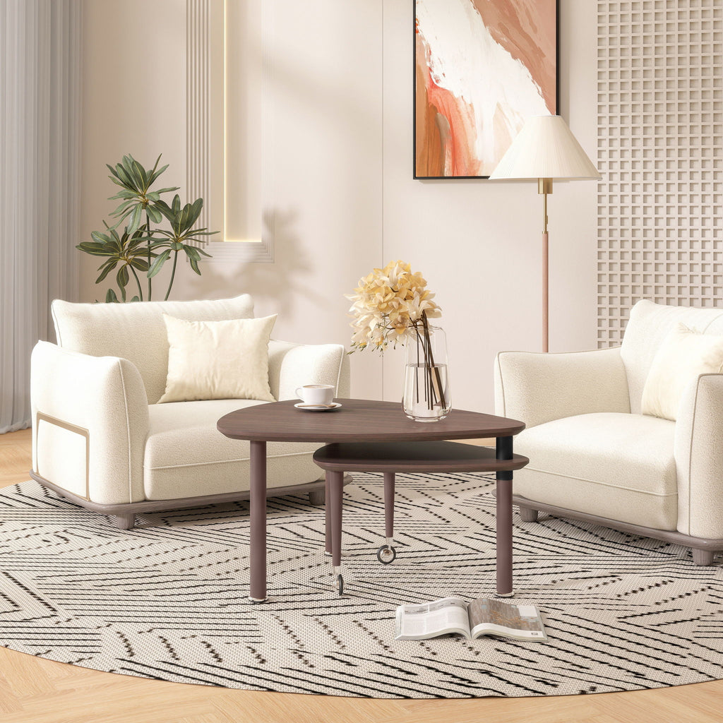 360 Degree Rotatable Coffee Table With Solid Legs