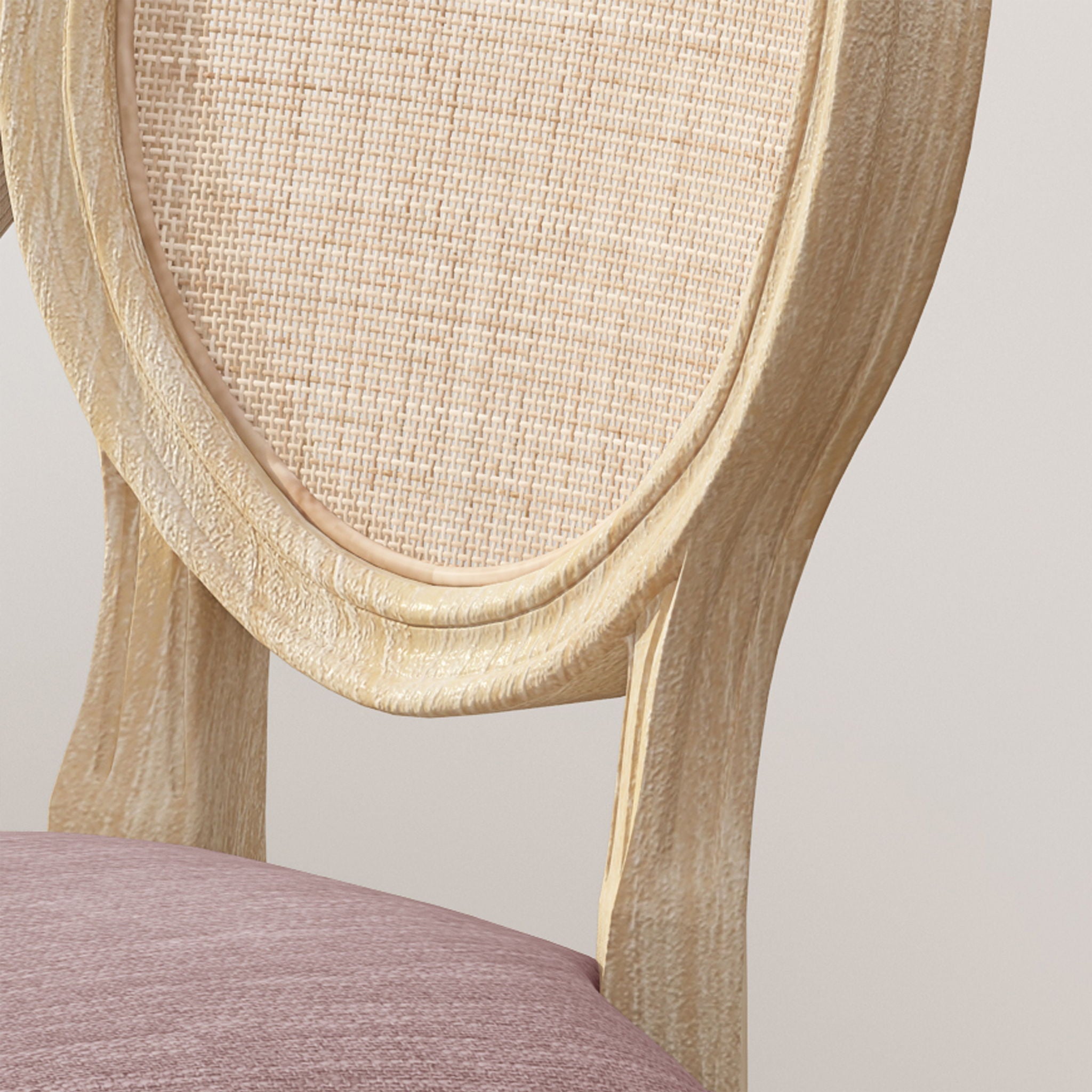 Elegant Dining Chair Set With Cane And Fabric Upholstery