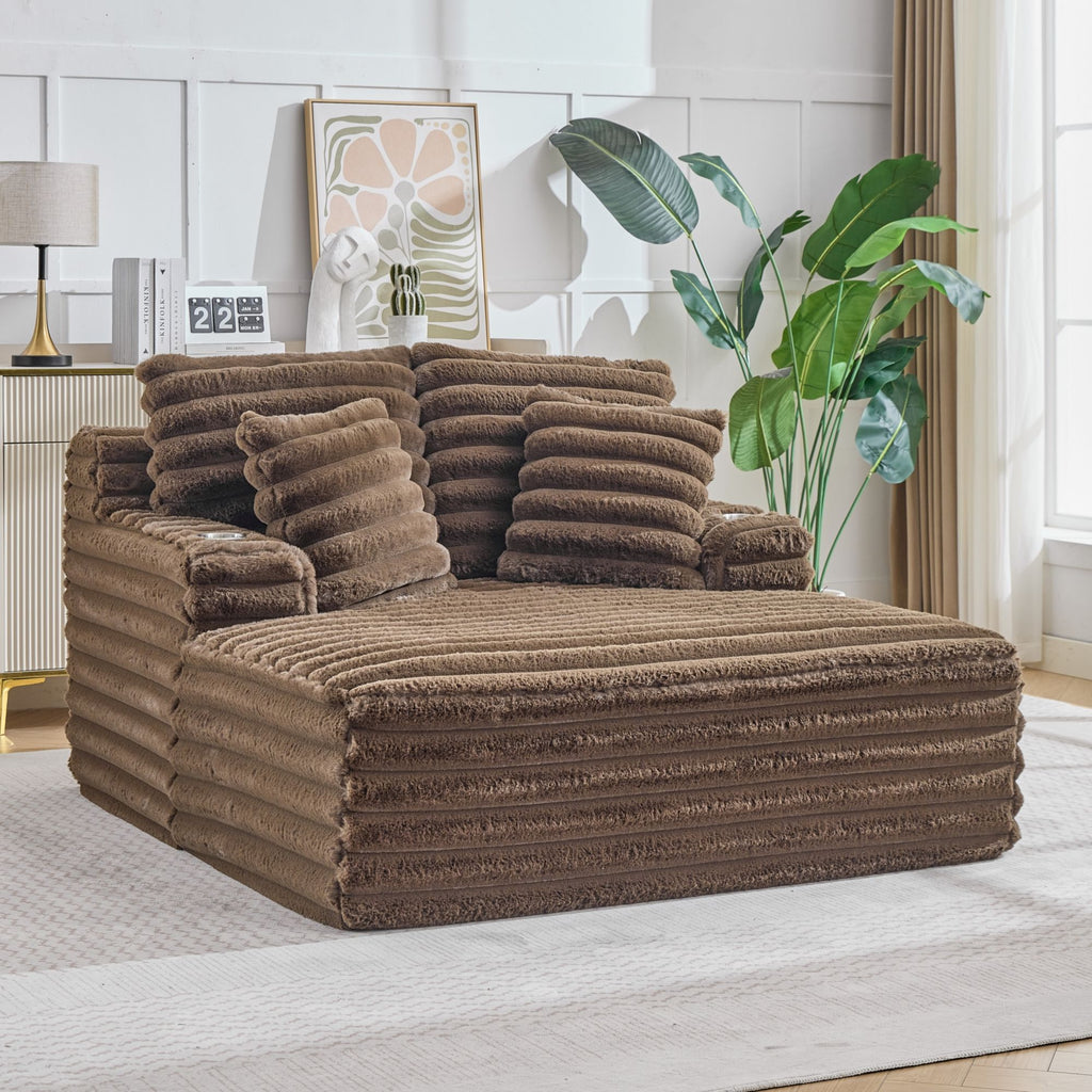 Oversized Chaise Lounge Chair Indoor With Pillows For Living Room