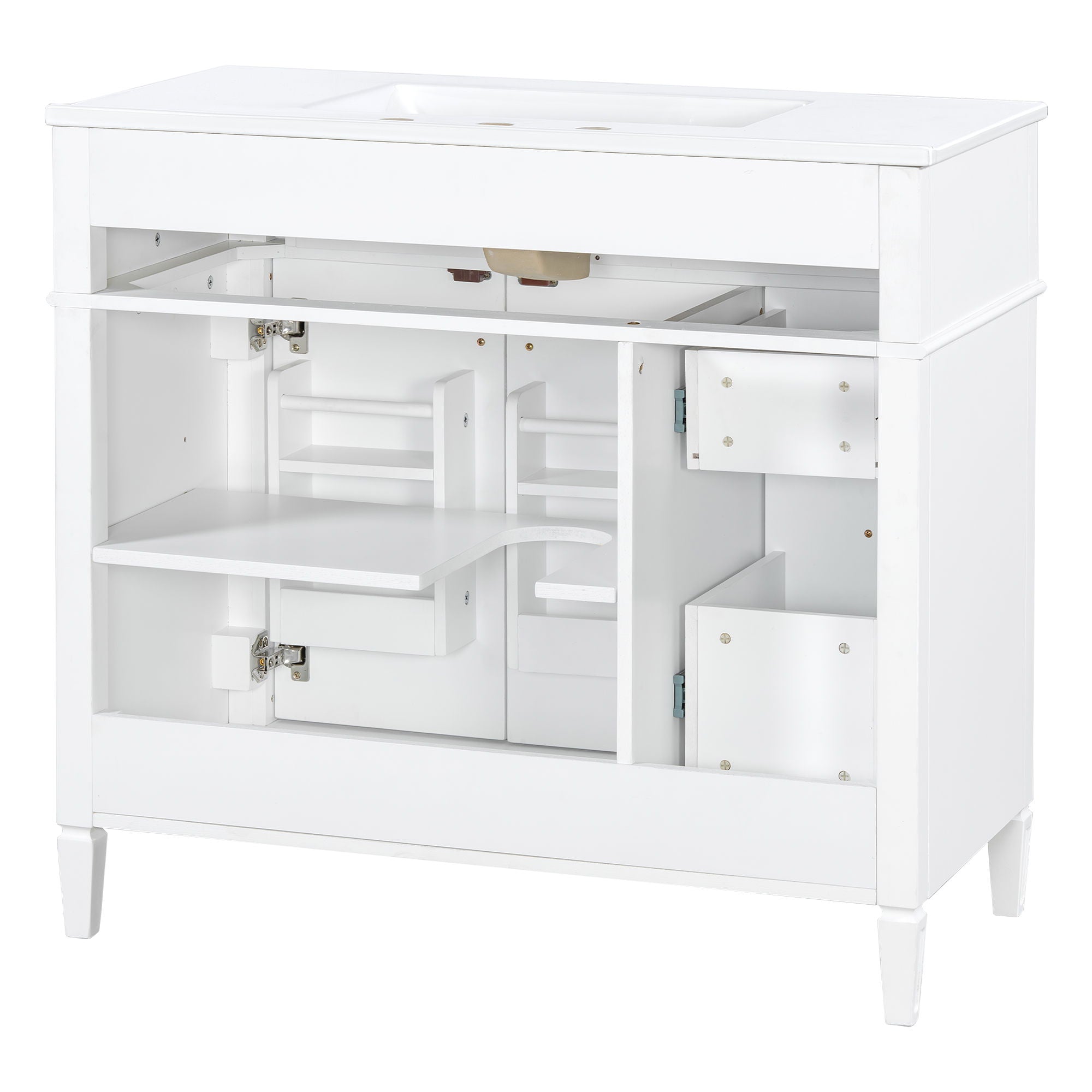 Bathroom Vanity With Sink, 3 Drawers & 2 Doors