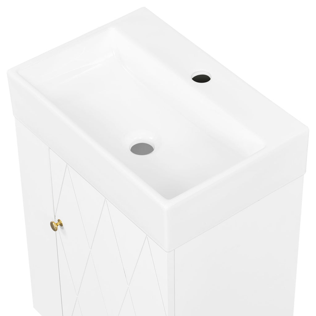 Modern Bathroom Vanity With Sink, Diamond Pattern Doors