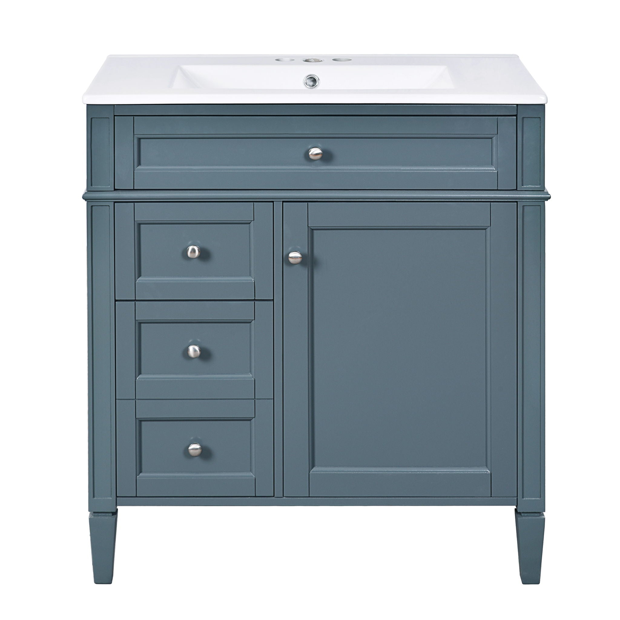 Bathroom Vanity With Medicine Cabinet, Royal Mirror Cabinet, Modern Bathroom Storage Cabinet With 2 Soft Closing Doors And 4 Drawers