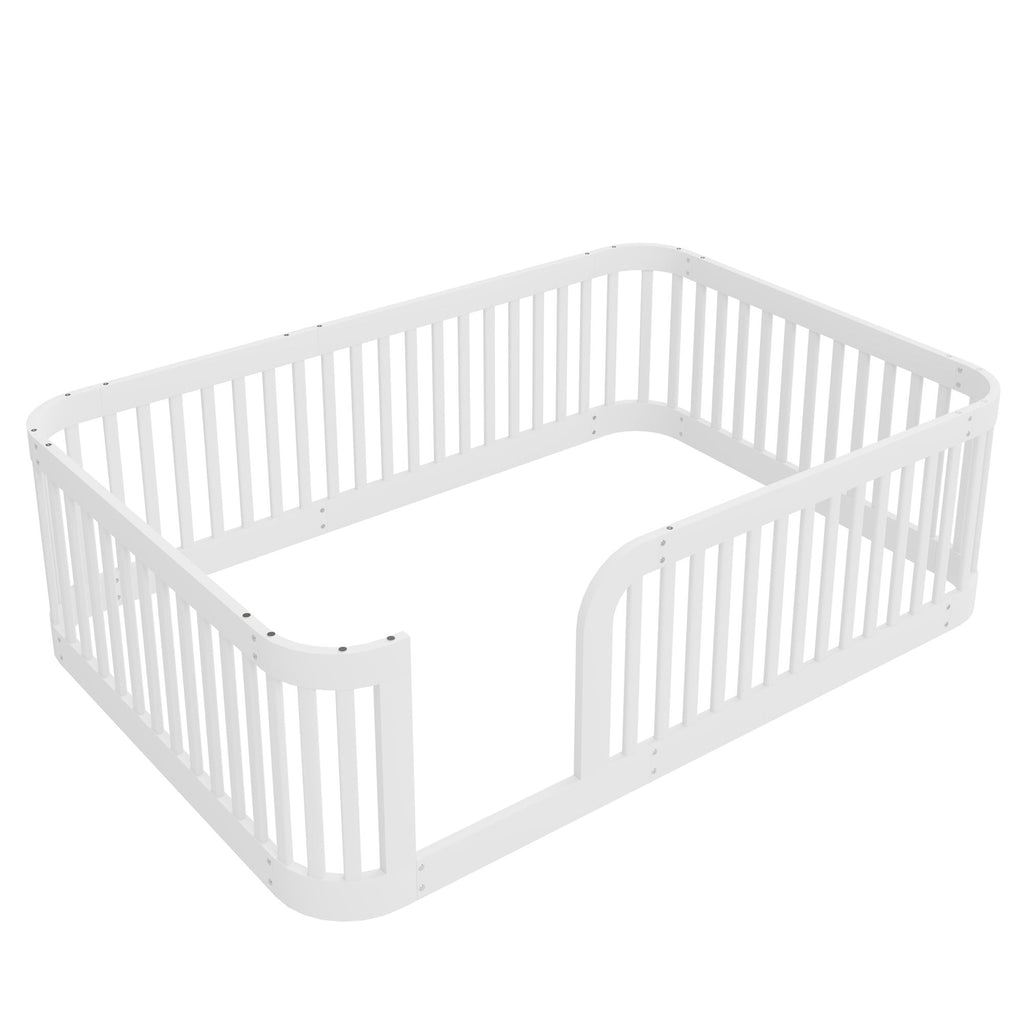 Wood Floor Bed Frame With Fence