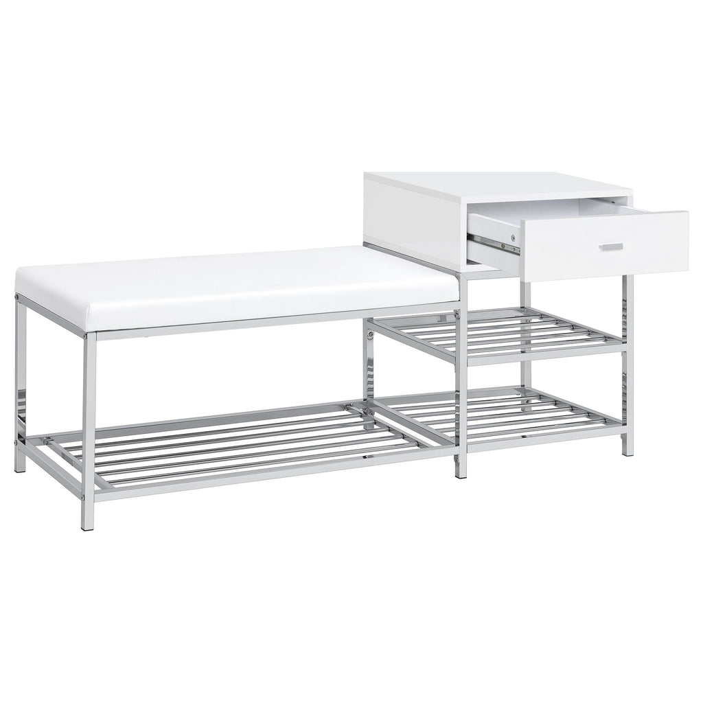 Yesler - 1 Drawer Storage Bench - Glossy White