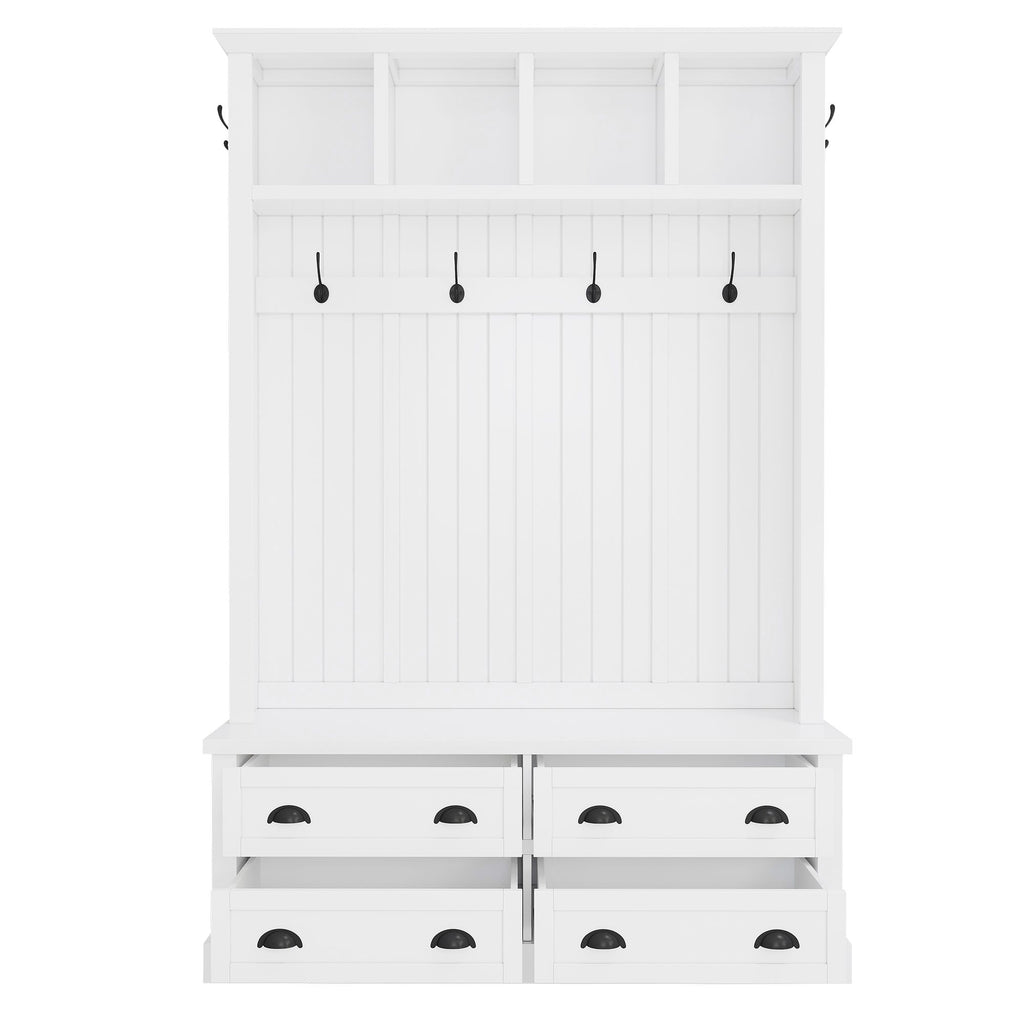 Hall Tree With 4 Drawers, Coat Rack With 6 Hooks