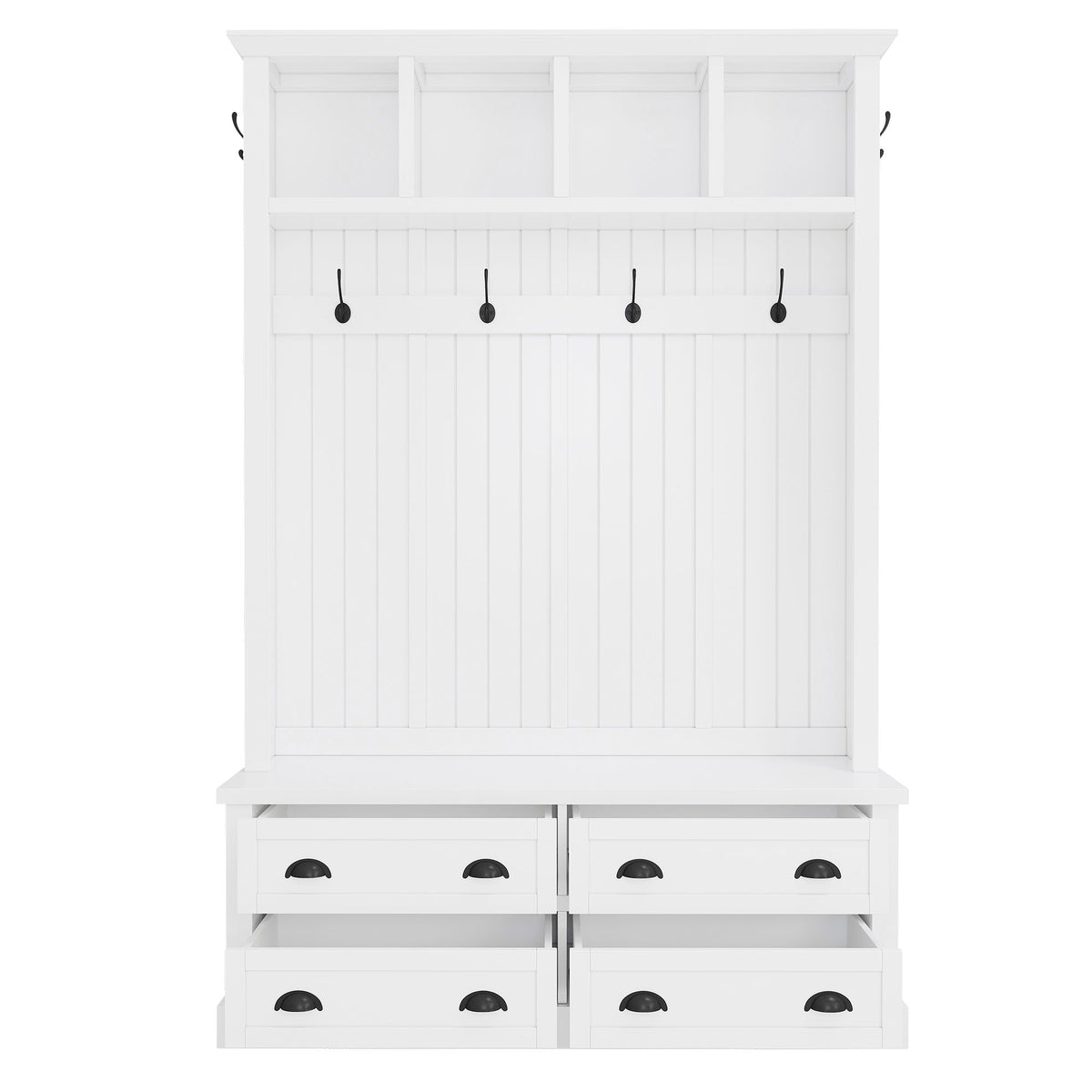 Hall Tree With 4 Drawers, Coat Rack With 6 Hooks