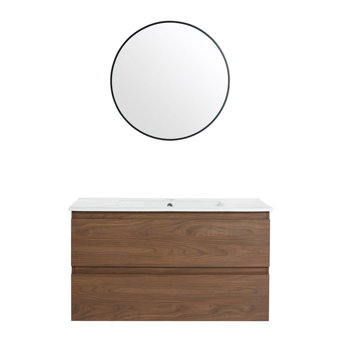 Wall Mounted Bathroom Vanity & Sink, 2 Soft Close Drawers