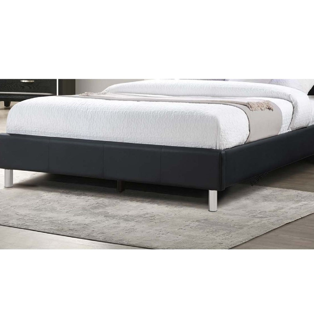 Modern Bed With LED Lights, Charging Port, Tufted Headboard