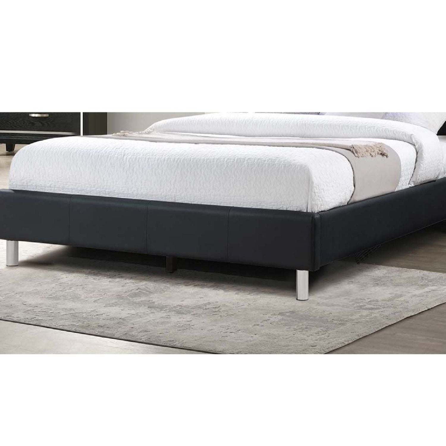 Modern Bed With LED Lights, Charging Port, Tufted Headboard