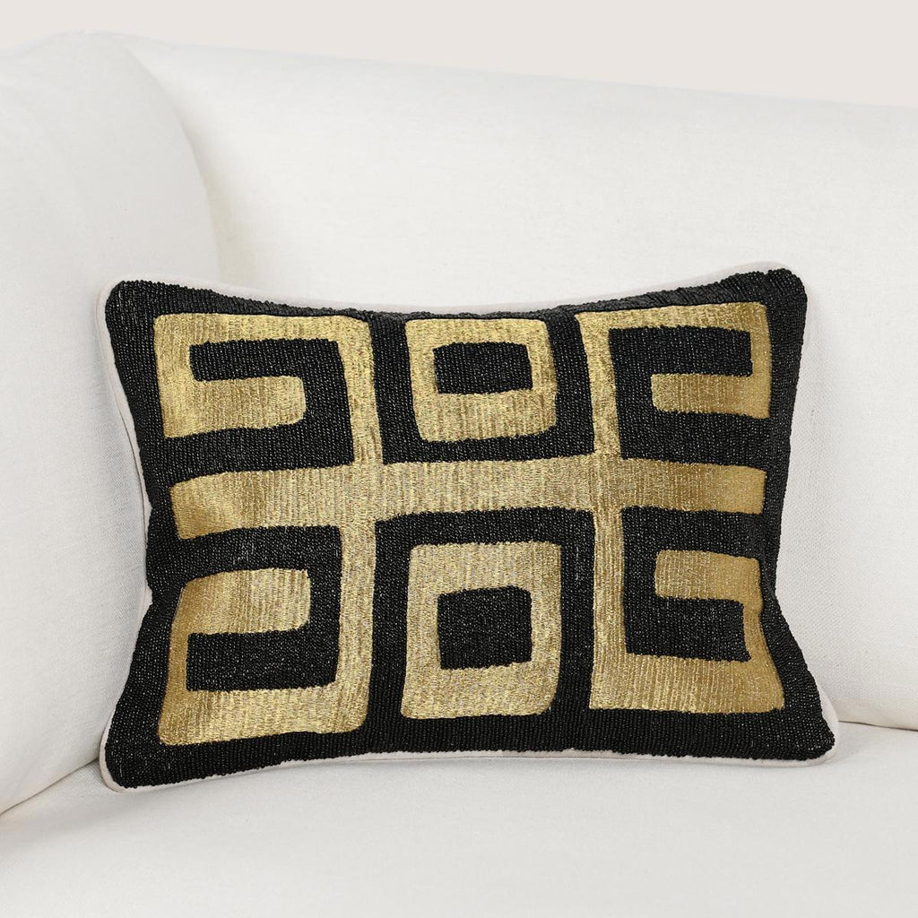 Dala - 12" x 16" Pillow - Black / Gold
