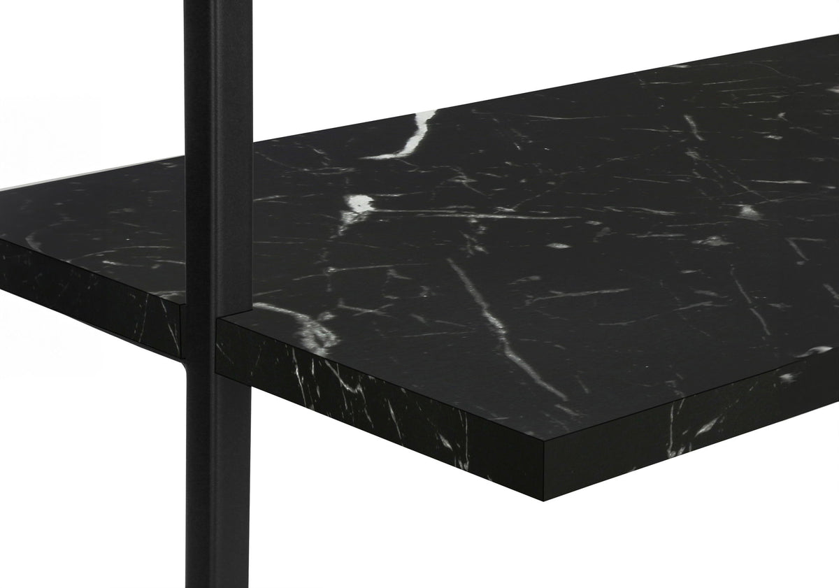 Bookshelf, Bookcase, Etagere, Ladder, 5 Tier, For Office, Marble Look Contemporary & Modern - Black