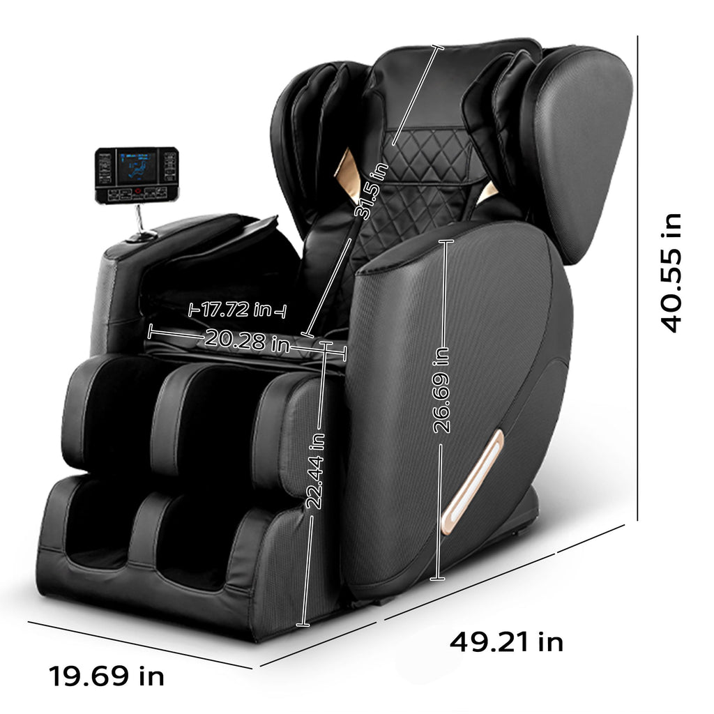 Massage Chair Recliner With Zero Gravity With Full Body Air Pressure - Black
