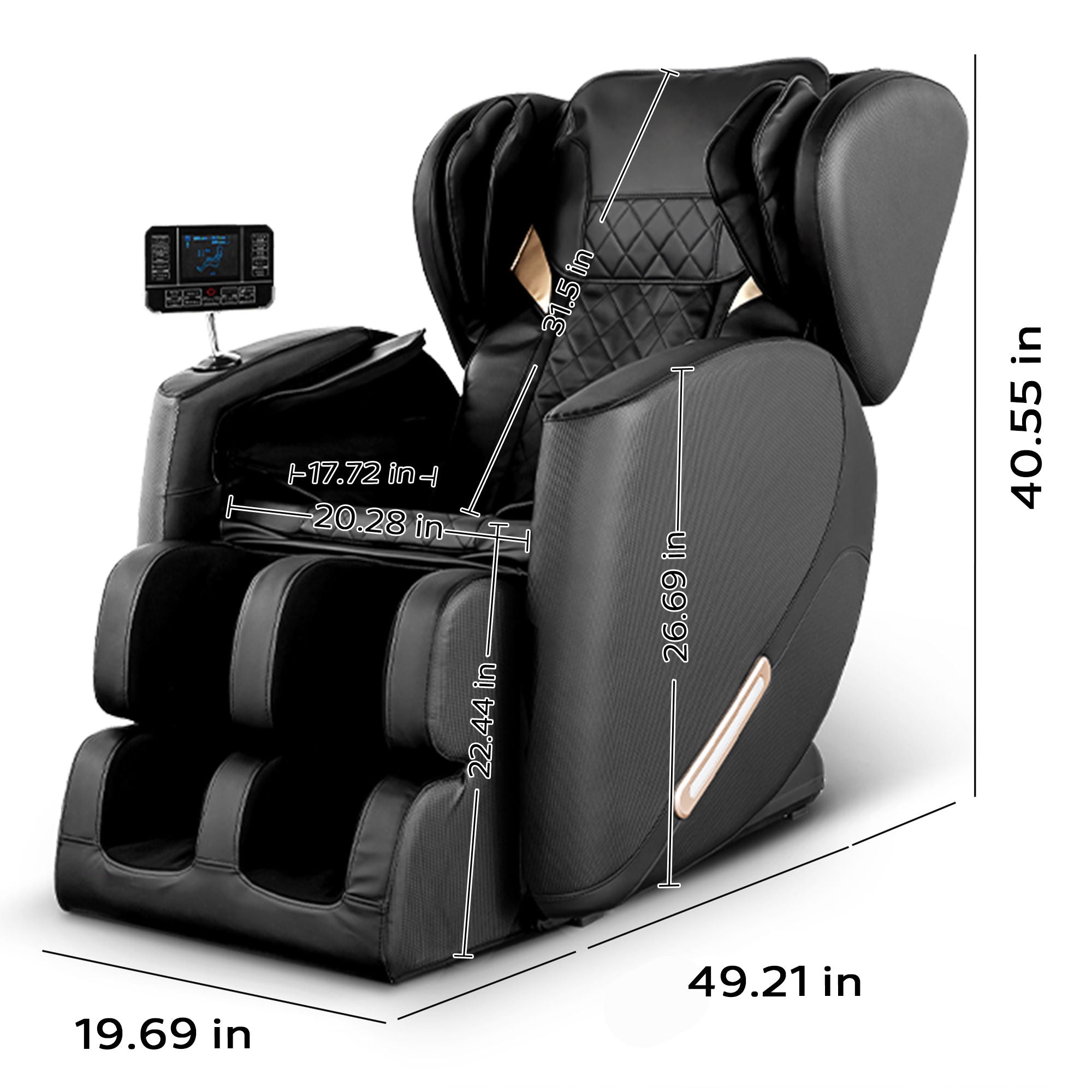 Massage Chair Recliner With Zero Gravity With Full Body Air Pressure - Black