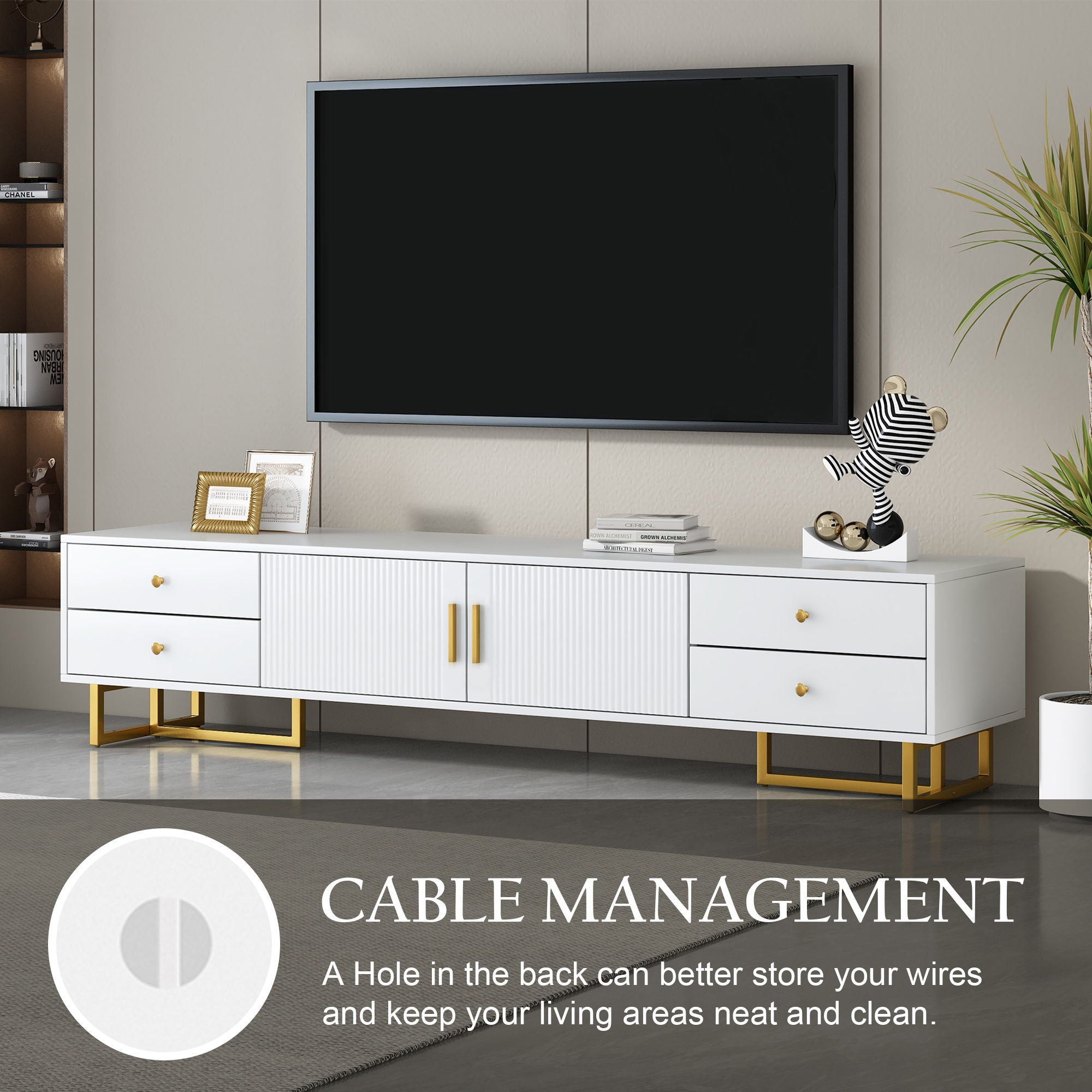 TV Stand With Storage For Living Room