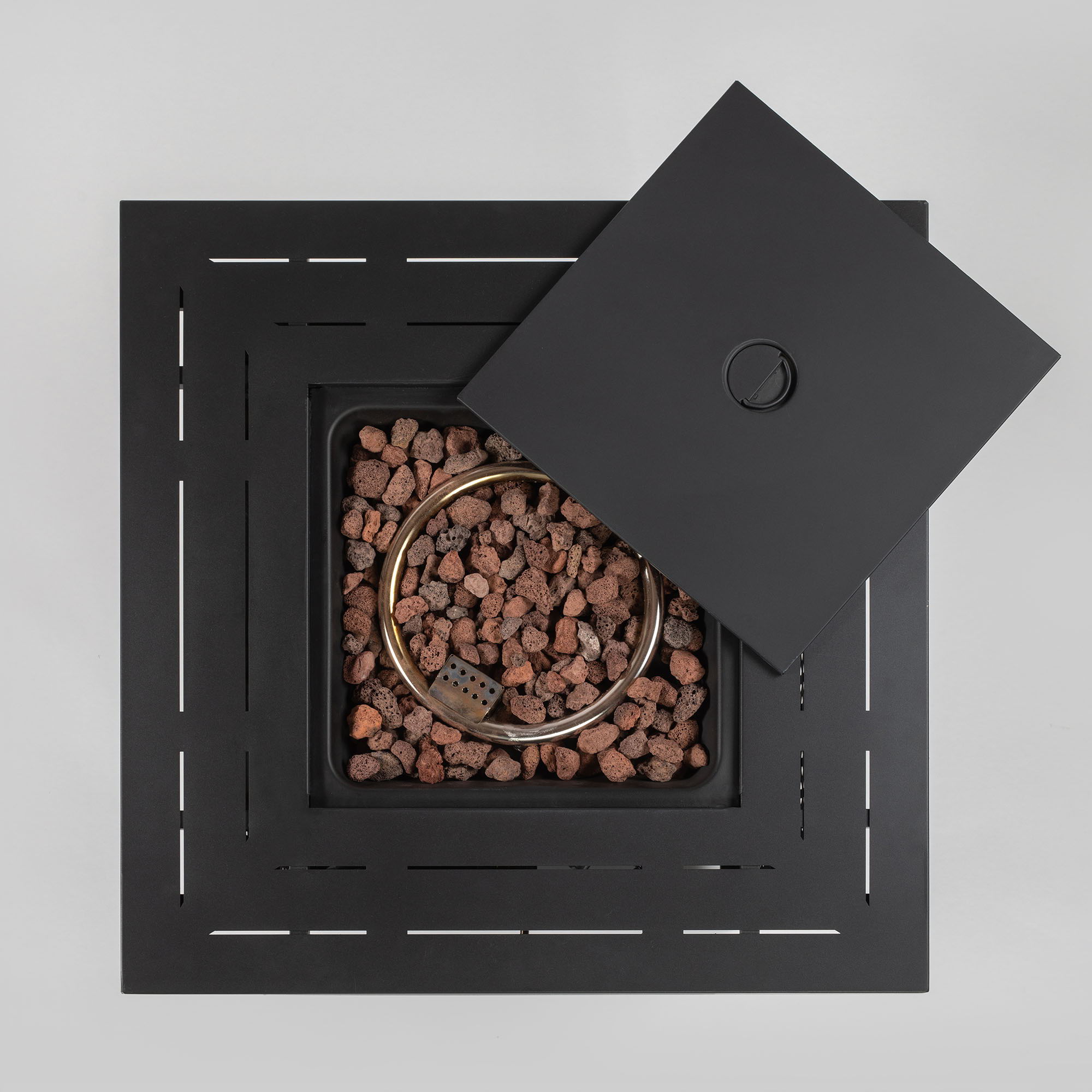 Square Fire Pit Table - Black Brown