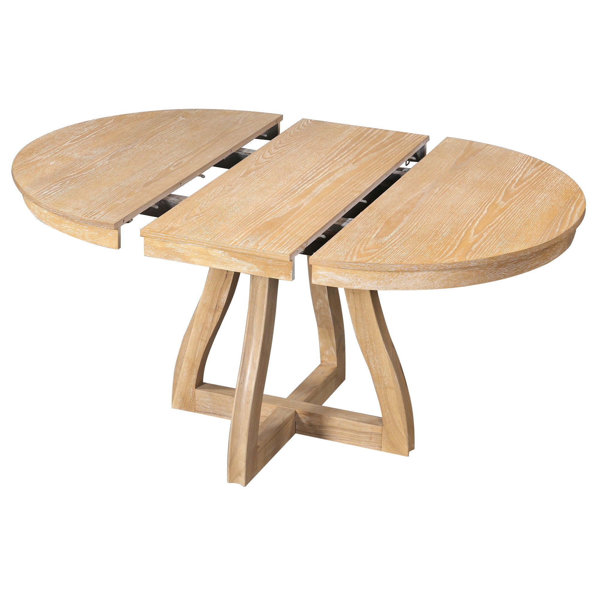 Round Extendable Dining Tabl, Middle Leaf, Curved Legs