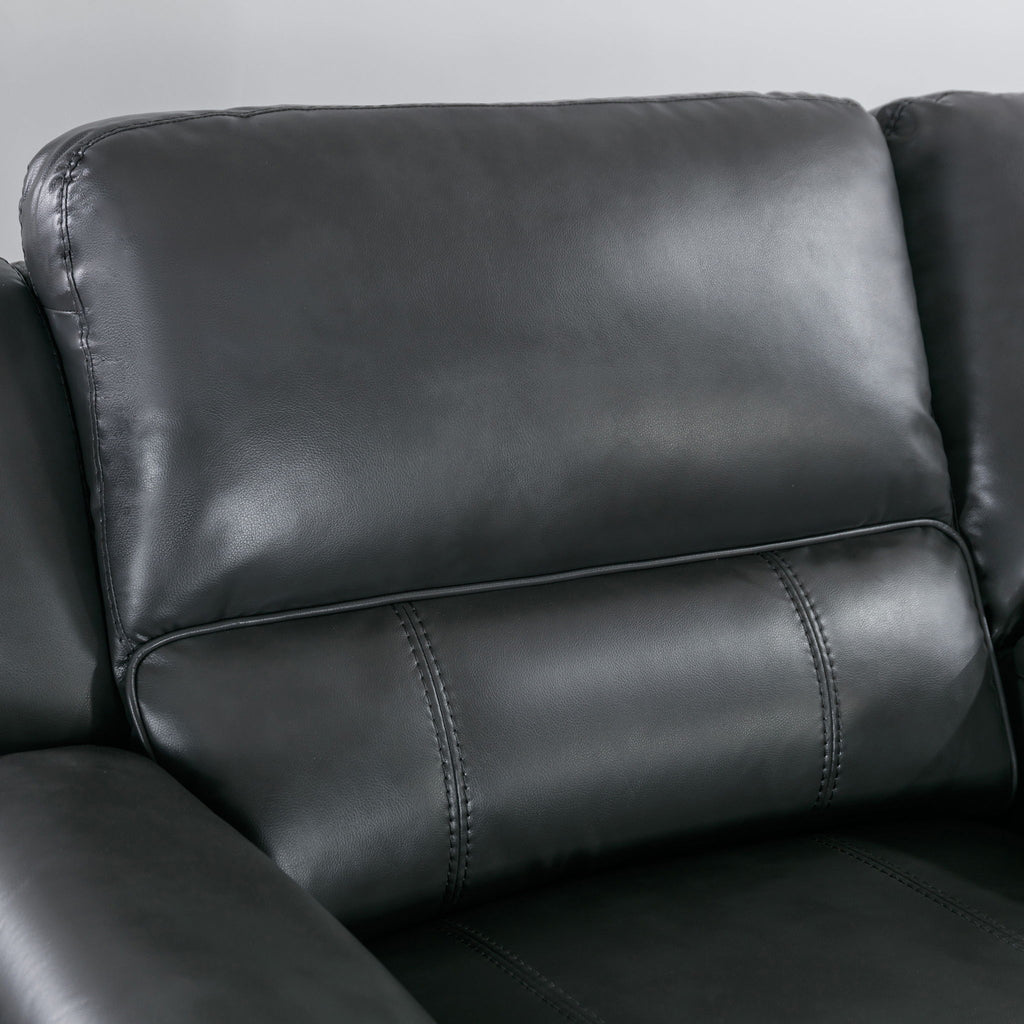 Power Reclining Sectional Sofa With 3 Adjustable Recliners, USB Ports & Cup Holders, Oversized Seating For Living Room - Black