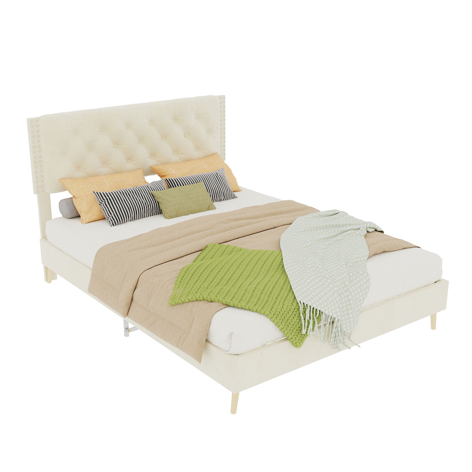 Upholstered Bed With Tufted Headboard