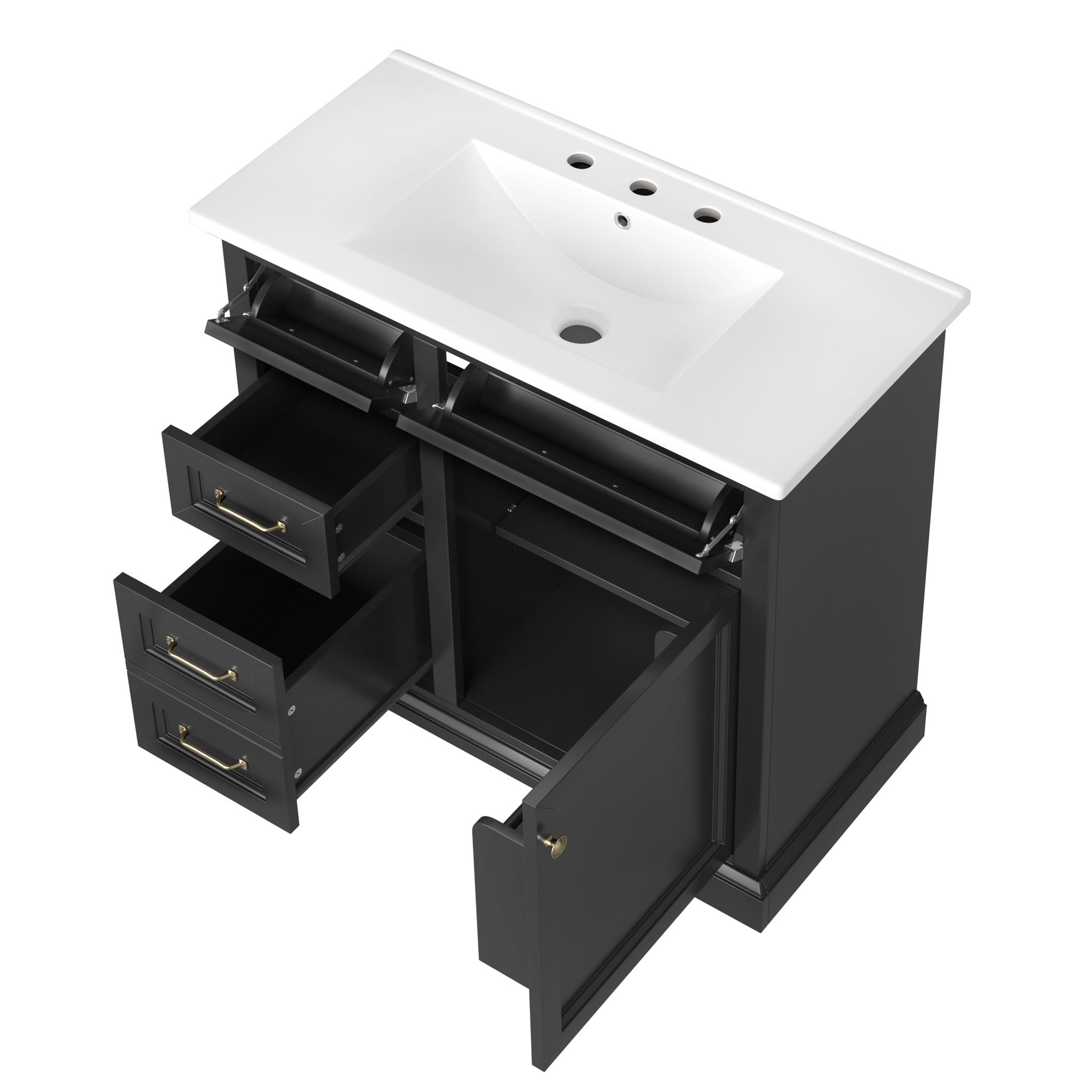 Modern Bathroom Vanity With Sink Top, 4 Drawers And 1 Soft-Close Door
