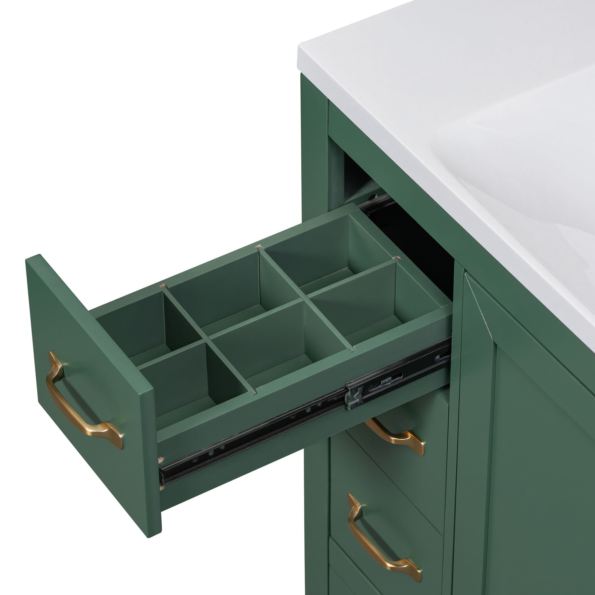 Modern Bathroom Vanity Base Only, 6 Drawer Storage With Adjustable Shelf