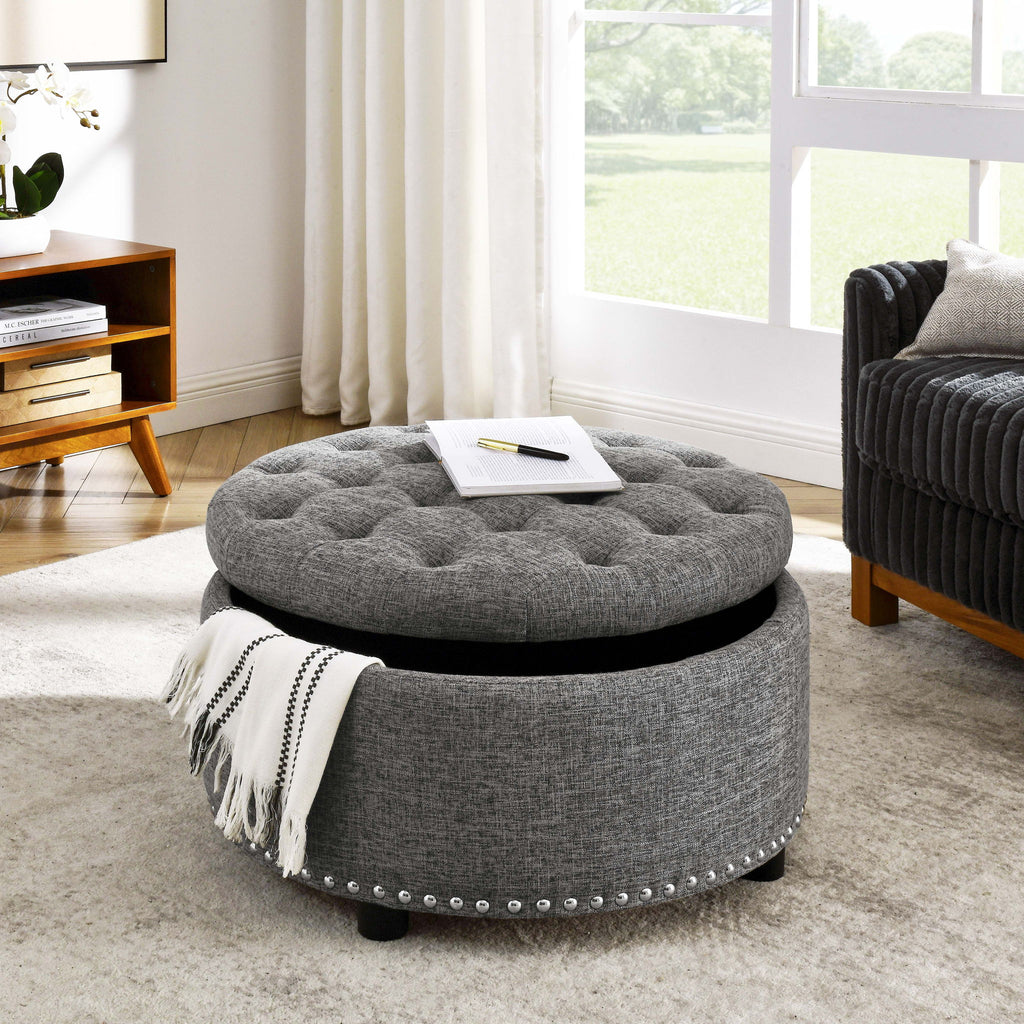 Tufted Storage Ottoman With Upholstery