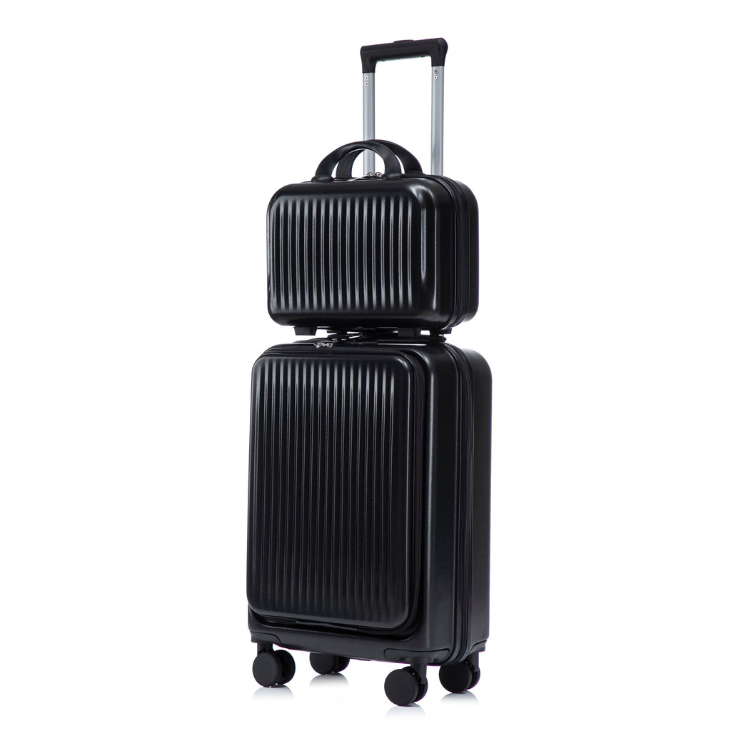 Luggage Set With Cosmetic Case, Combination Lock, Front Opening Design