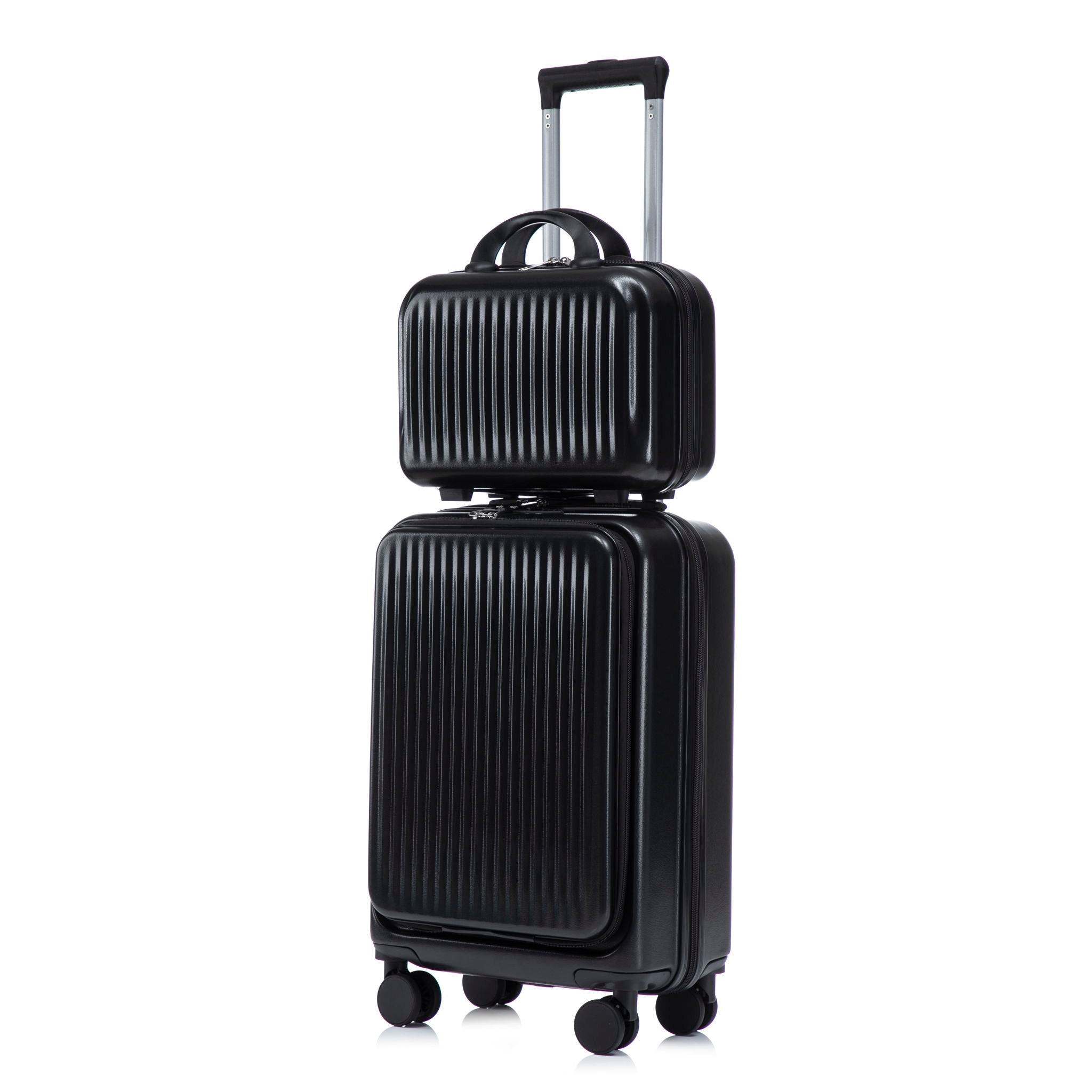 Luggage Set With Cosmetic Case, Combination Lock, Front Opening Design