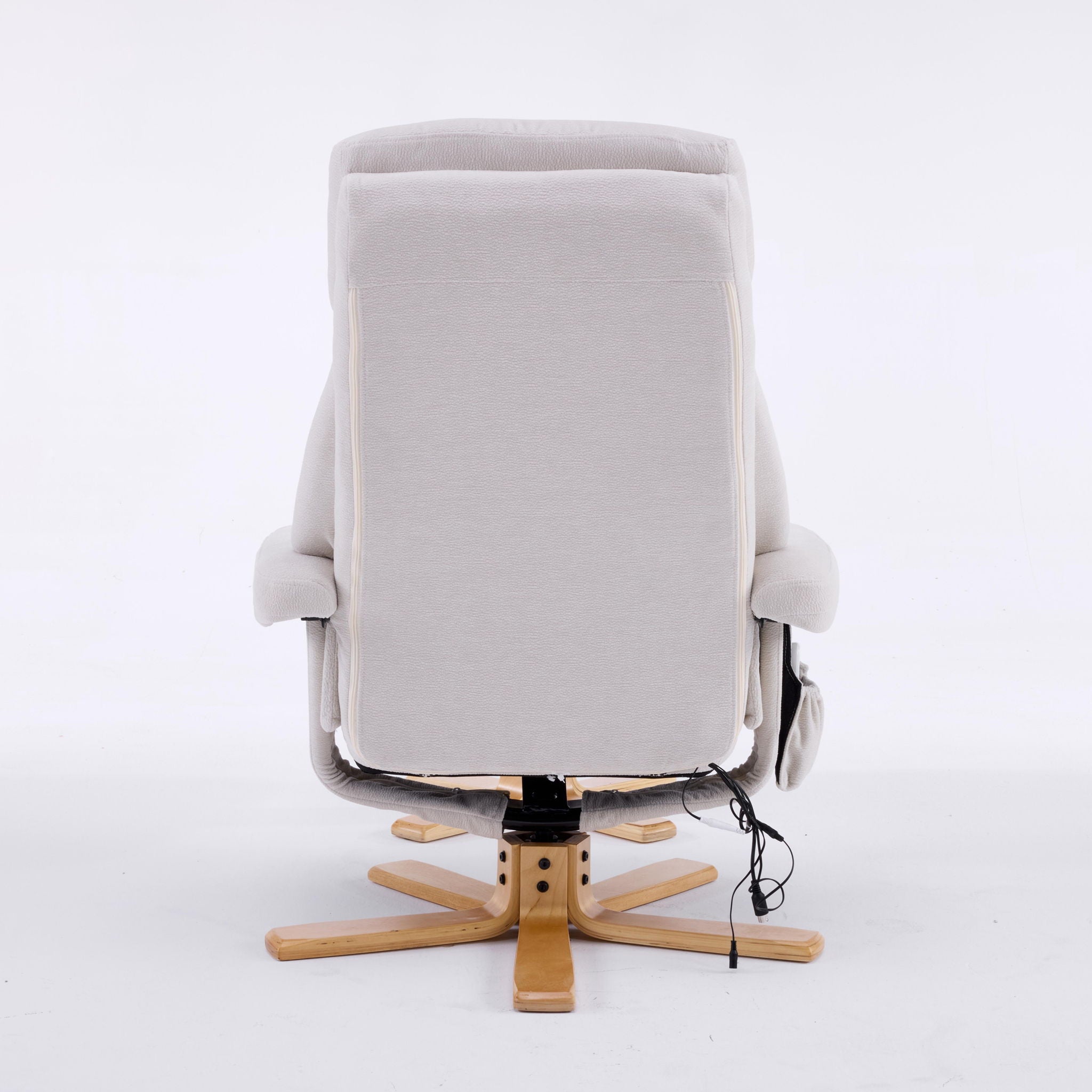 Upholstered Heated Massage 360° Swivel Accent Chair With Ottoman