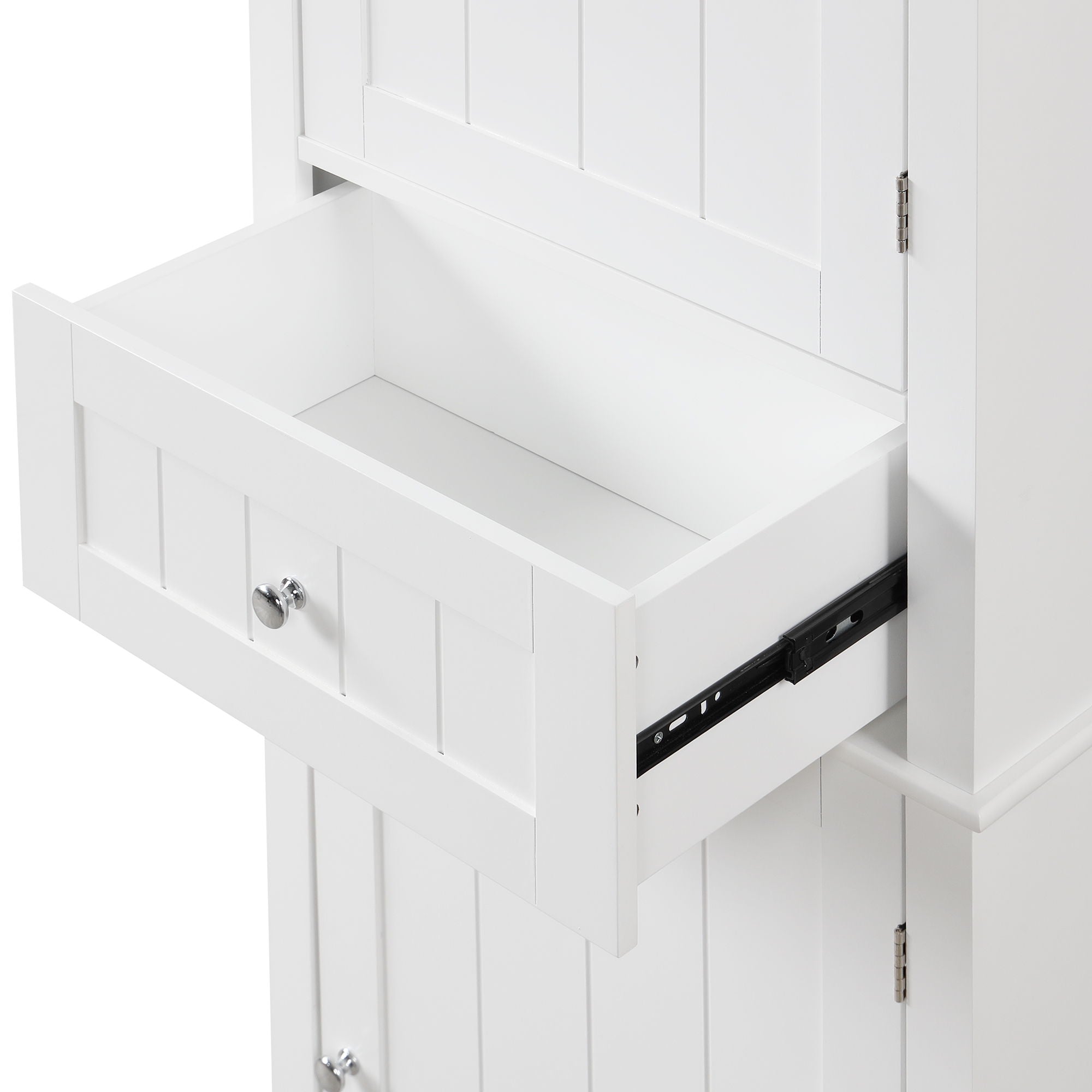 Tall Freestanding Bathroom Storage Cabinet With Drawer And Adjustable Shelf
