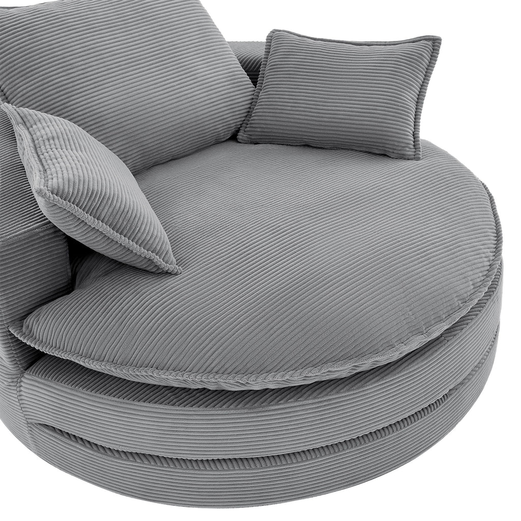 360° Swivel Accent Barrel Chair With Dual Layer Cushion And 3 Removable Pillows