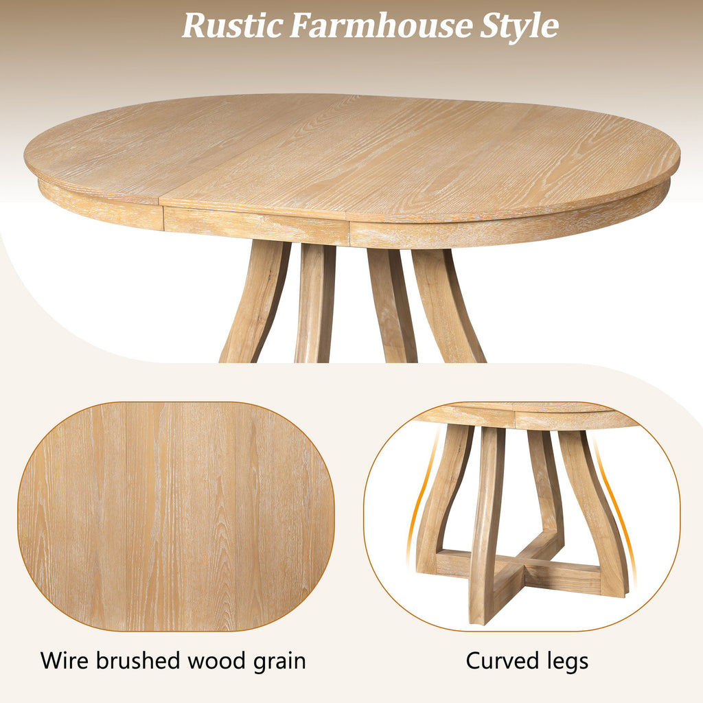 Round Extendable Dining Tabl, Middle Leaf, Curved Legs
