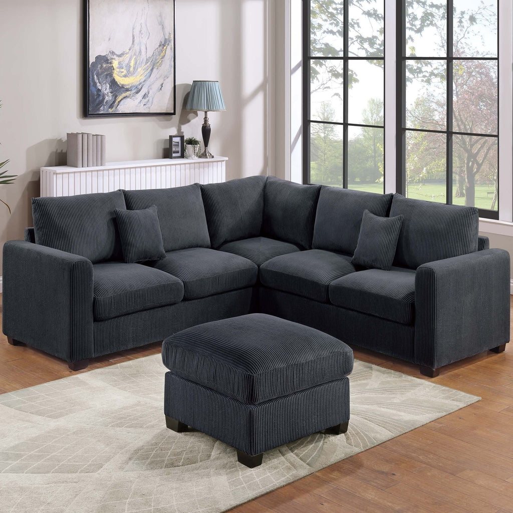 Modern Style L-Shaped Sectional Set With Ottoman