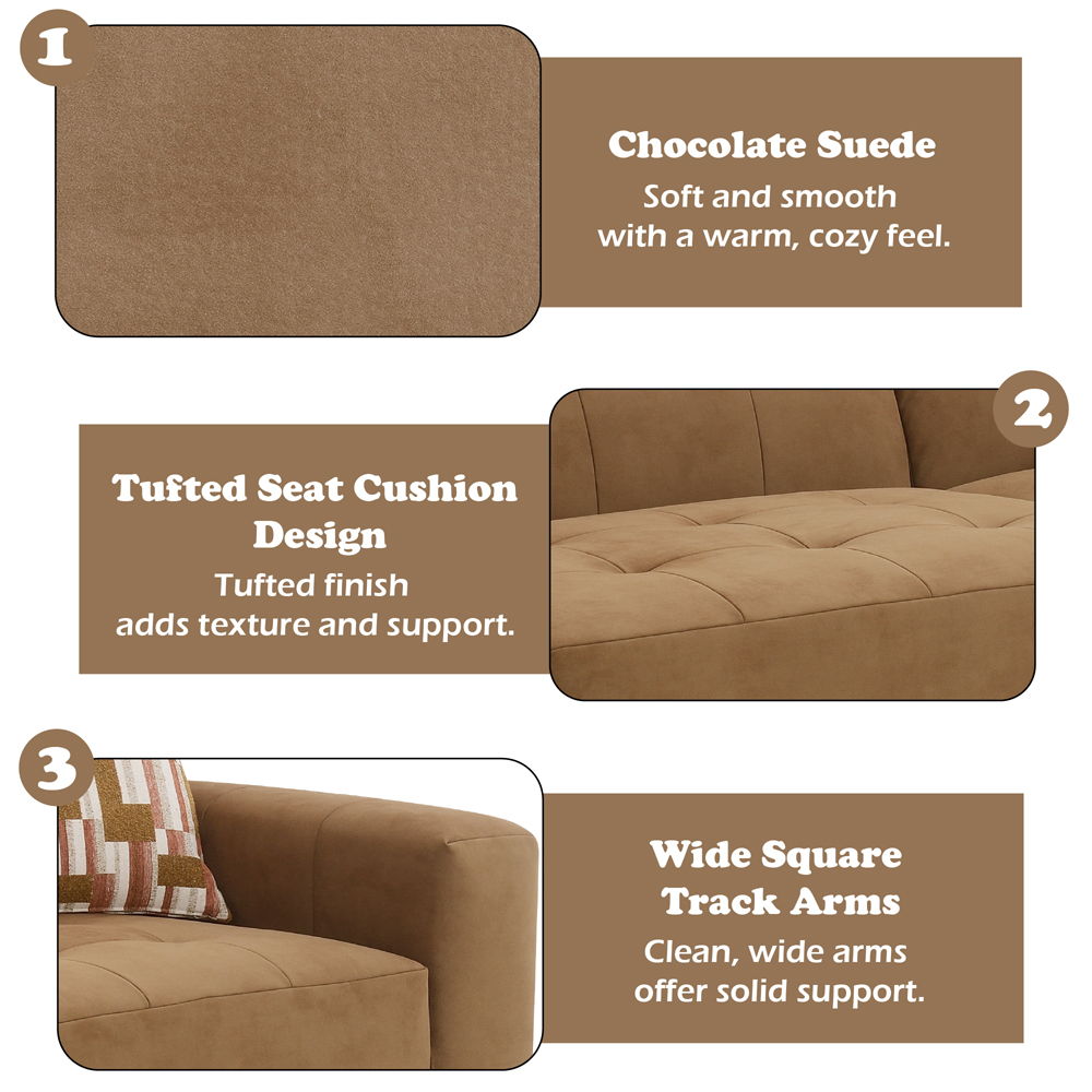 Zoey - Modular - RF Arm Chair With Pillow - Chocolate Suede