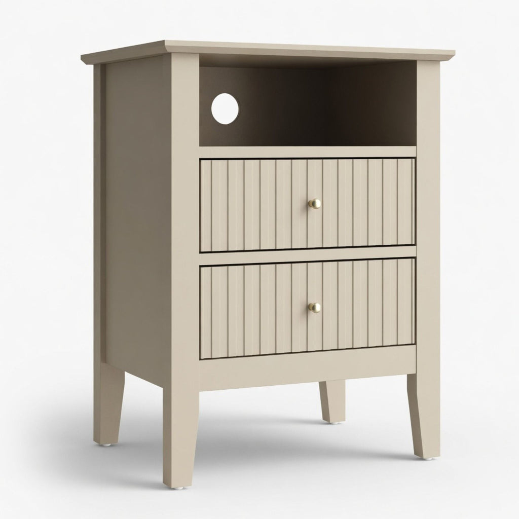 Fluted Nightstand With 2 Drawers