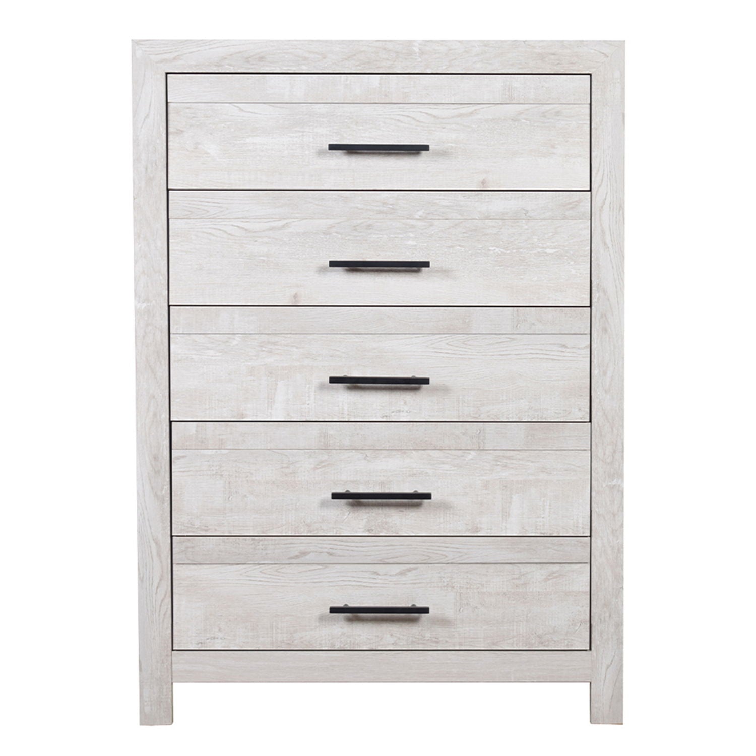Modern Style 5 Drawer Chest In Natural Rustic Wood With Clean Lines And Spacious Storage