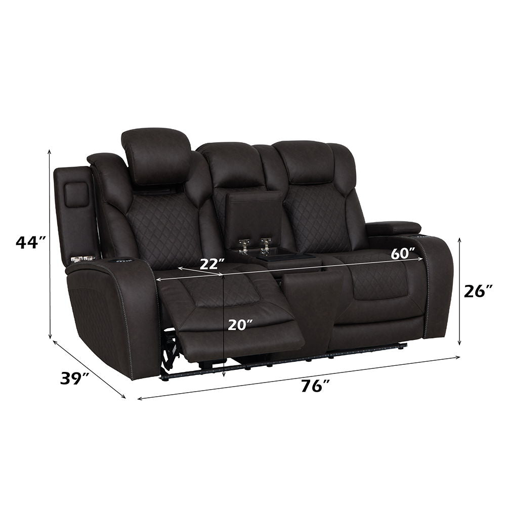 Wendell - Power Motion Loveseat With Console, Wireless Charger, Storage, USB & LED - Dark Gray