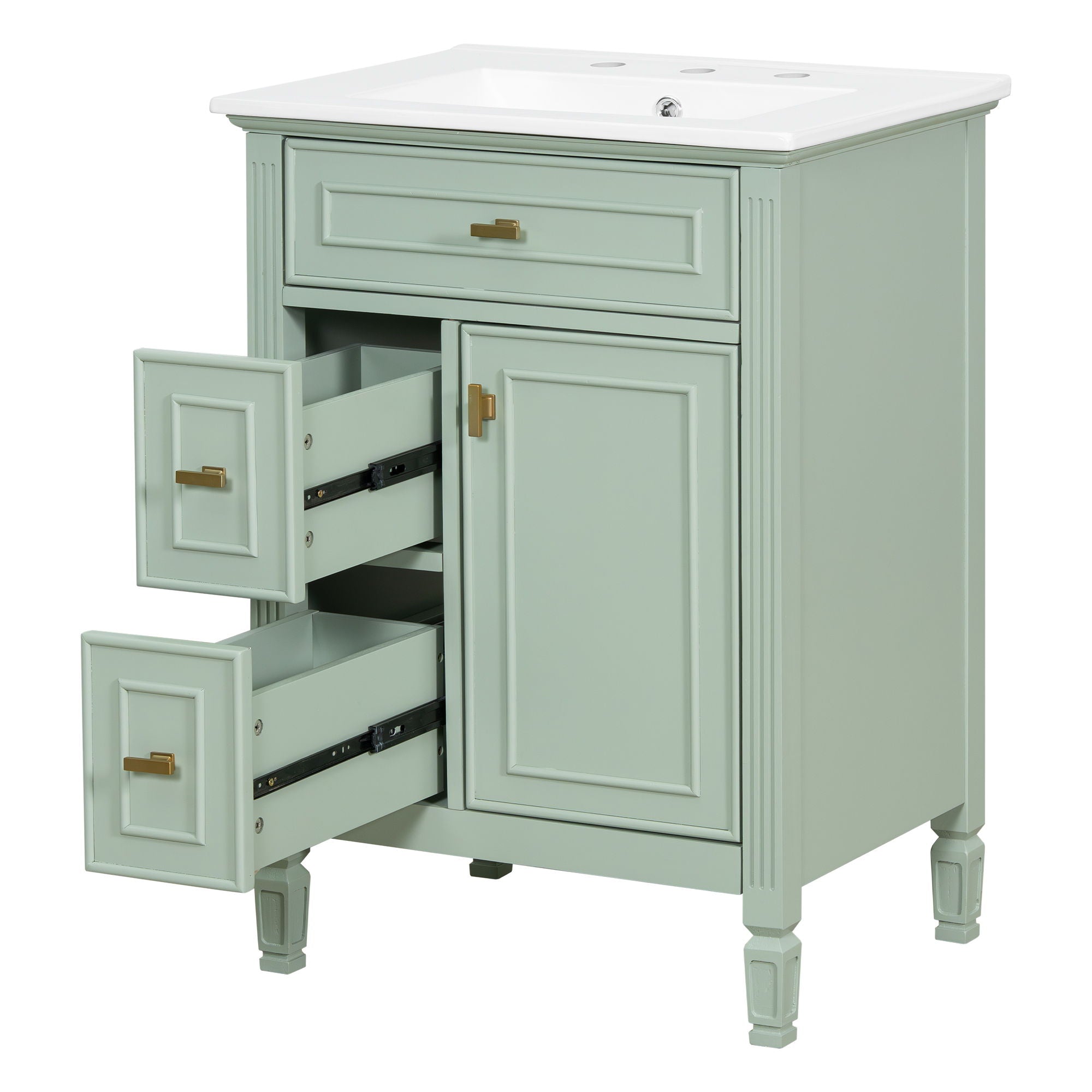 Modern Bathroom Vanity With Sink, Flip Drawer, 2 Drawers, Adjustable Shelf