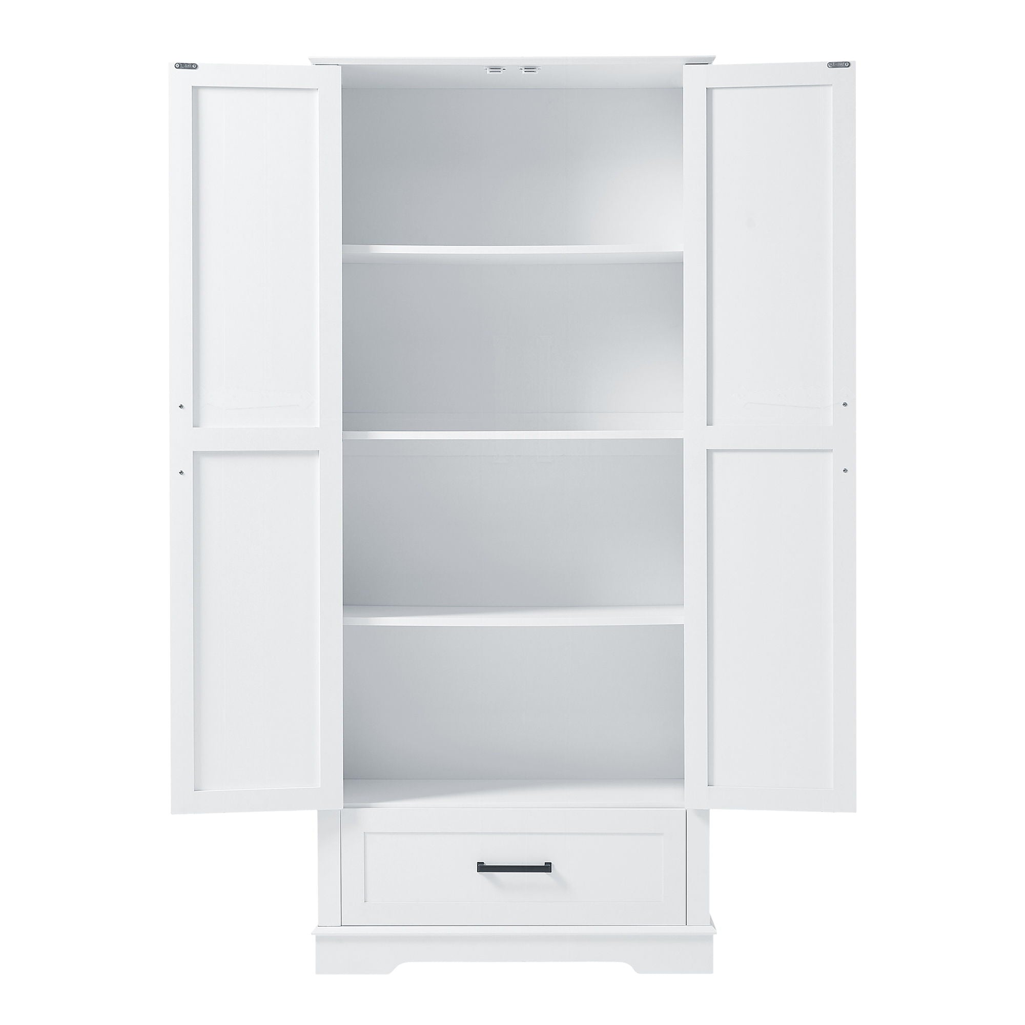 Tall Bathroom Storage Cabinet With 2 Doors And 2 Drawer, Adjustable Shelf - White
